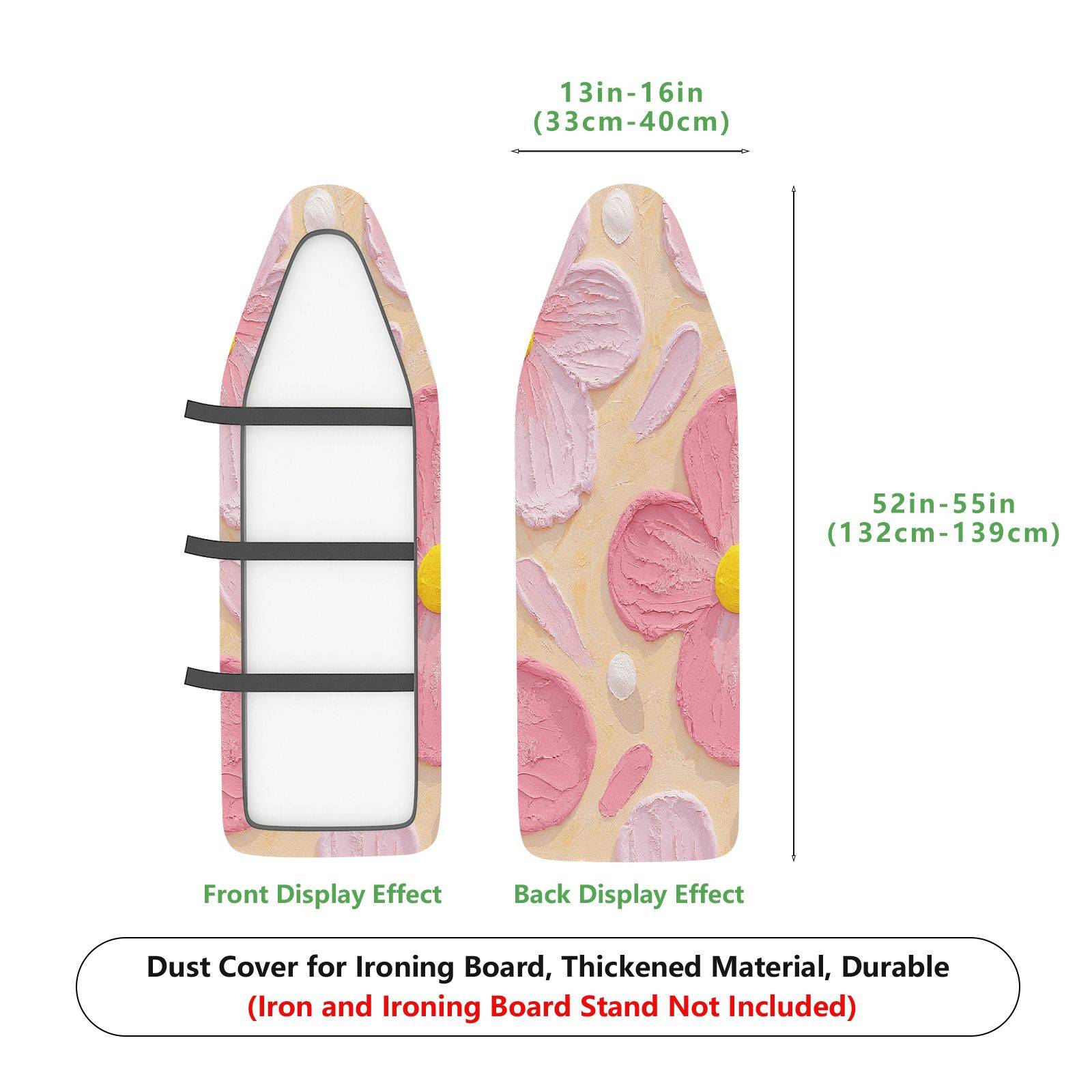 1-Piece Pink Floral Pattern Decorative  Ironing Board Cover, Universal Size, Without Board