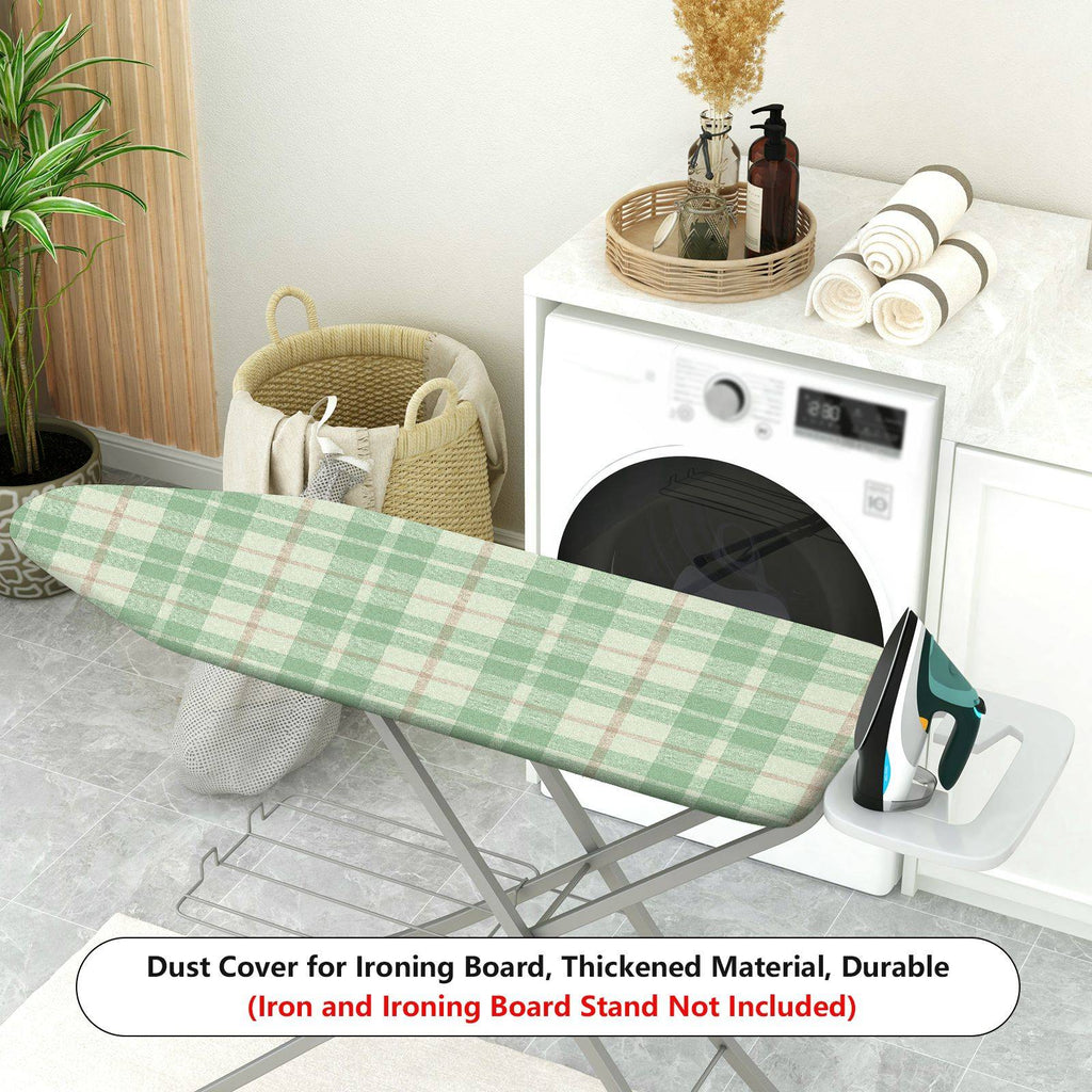 1-Piece Plaid Green Beige  Ironing Board Cover, Universal Size, Without Board