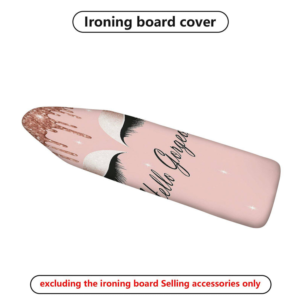 1-Piece Pink Glitter Eyelash Text  Ironing Board Cover, Universal Size, Without Board