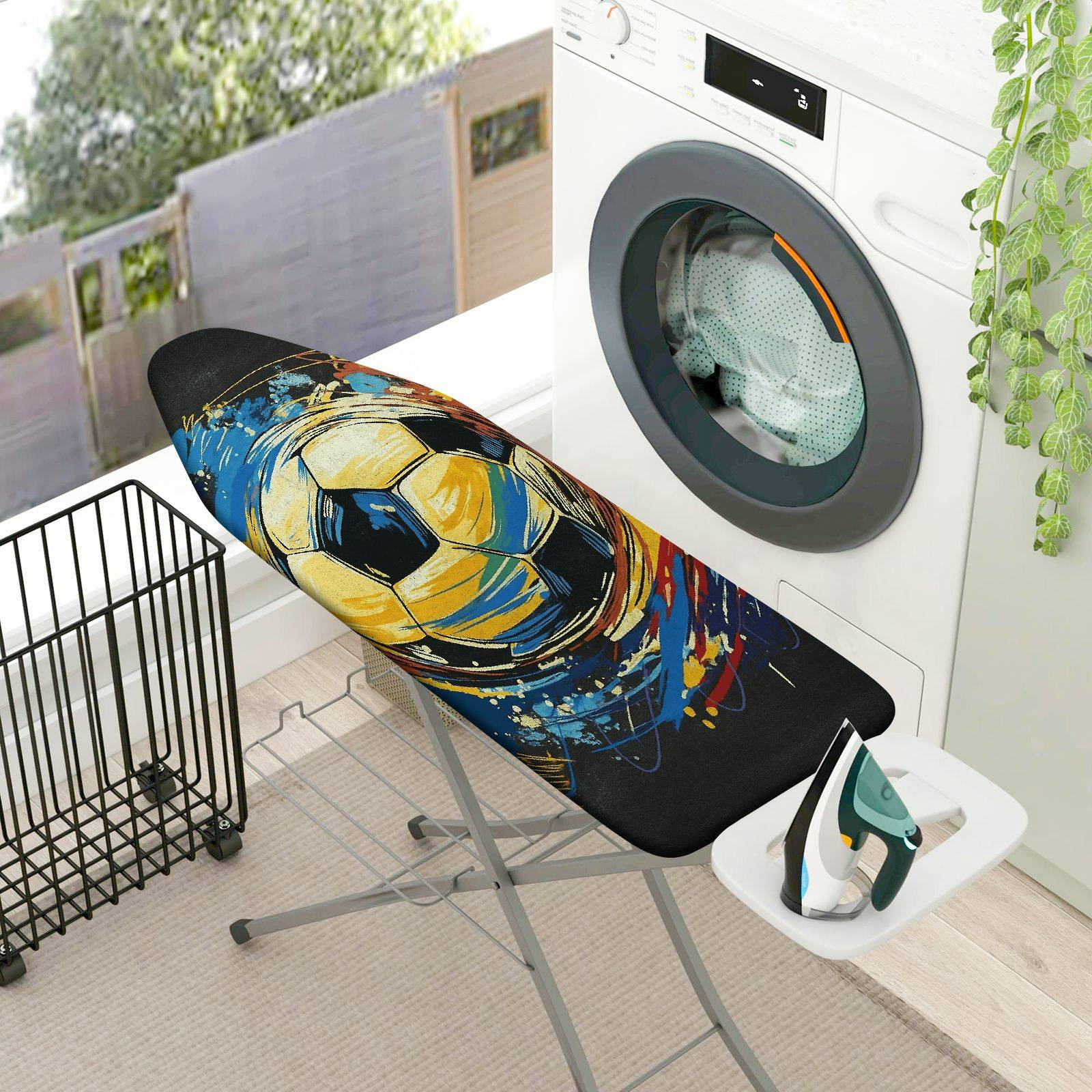 1-Piece Soccer Splash Abstract  Ironing Board Cover, Universal Size, Without Board