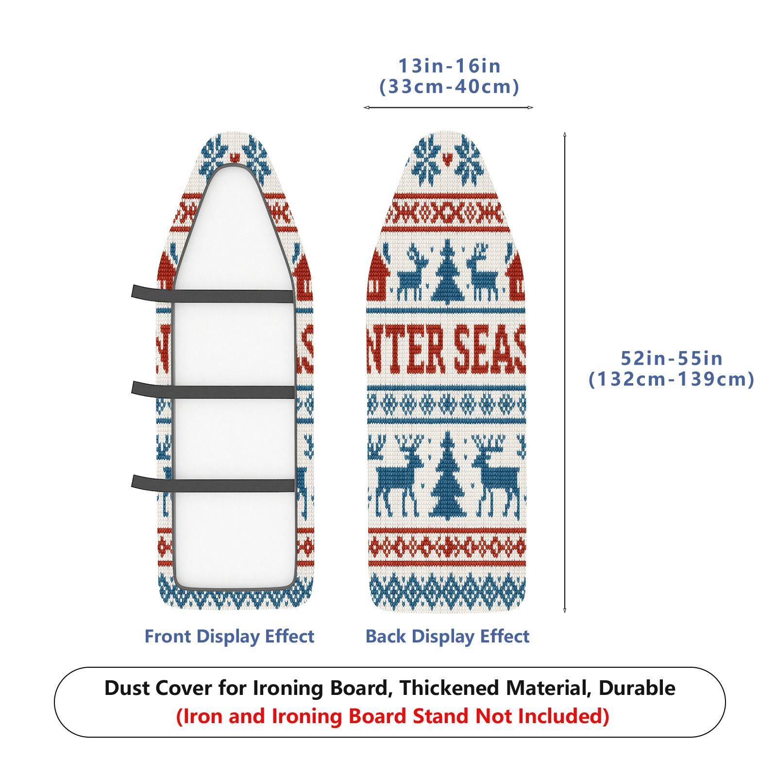 1-Piece Winter Christmas Deer  Ironing Board Cover, Universal Size, Without Board