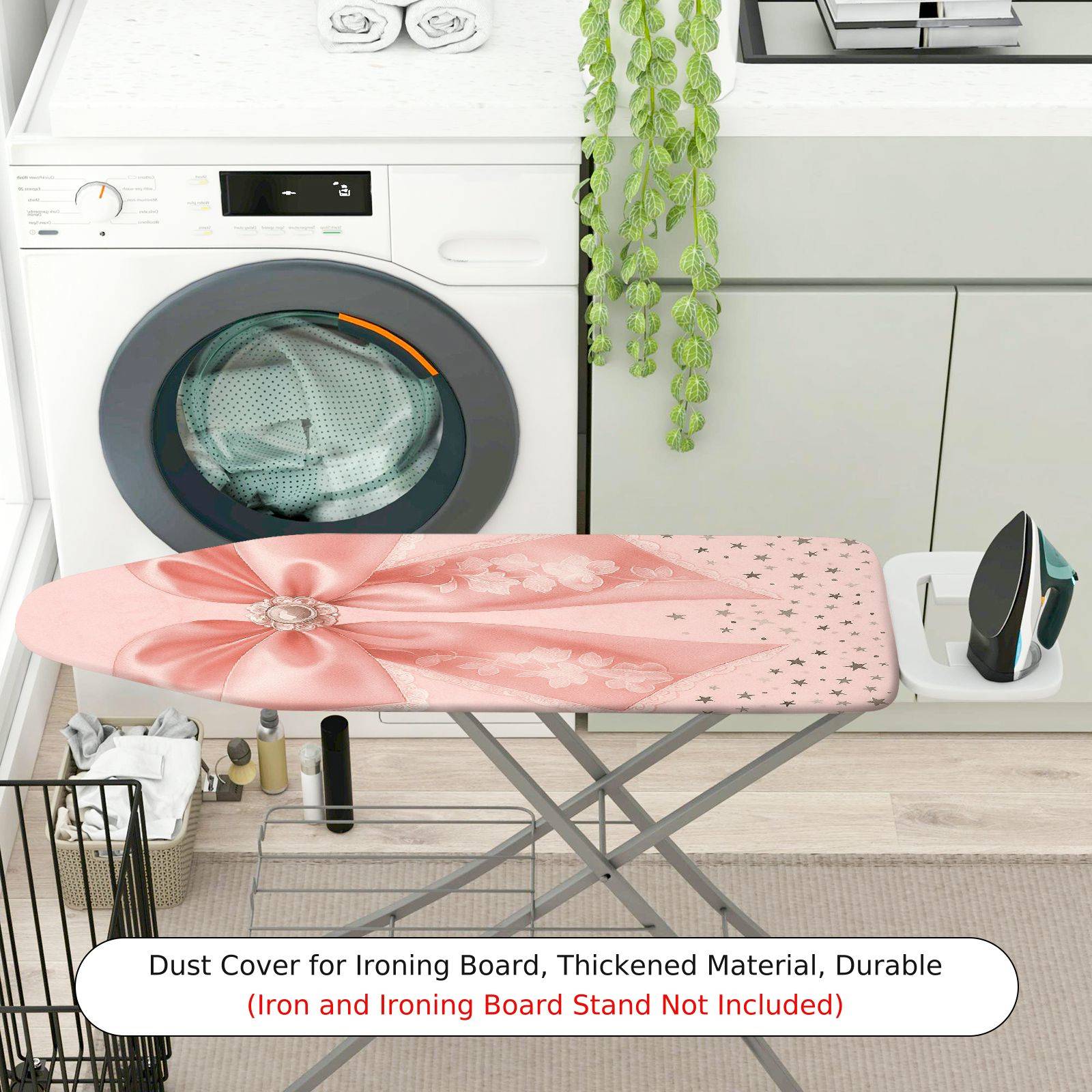 1-Piece Pink Bow Floral Star  Ironing Board Cover, Universal Size, Without Board