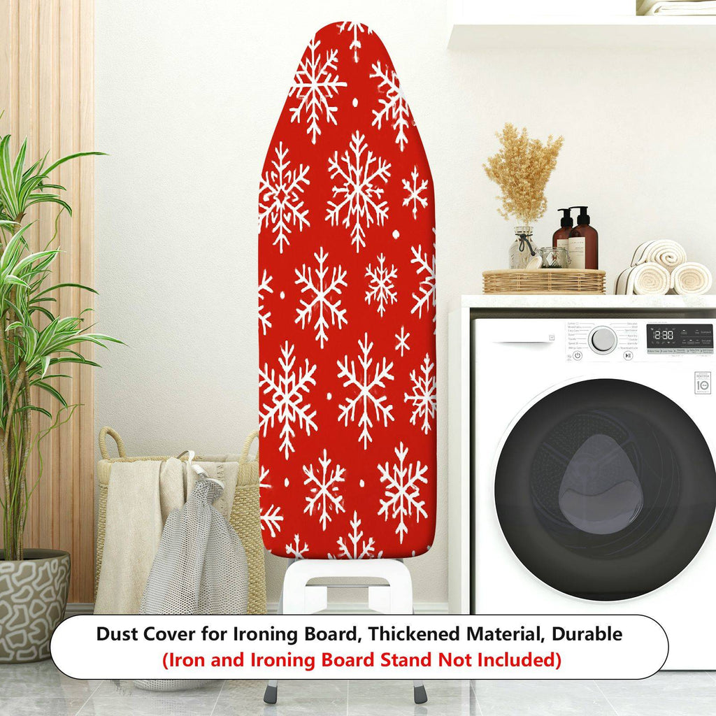 1-Piece Snowflakes Red White Christmas  Ironing Board Cover, Universal Size, Without Board