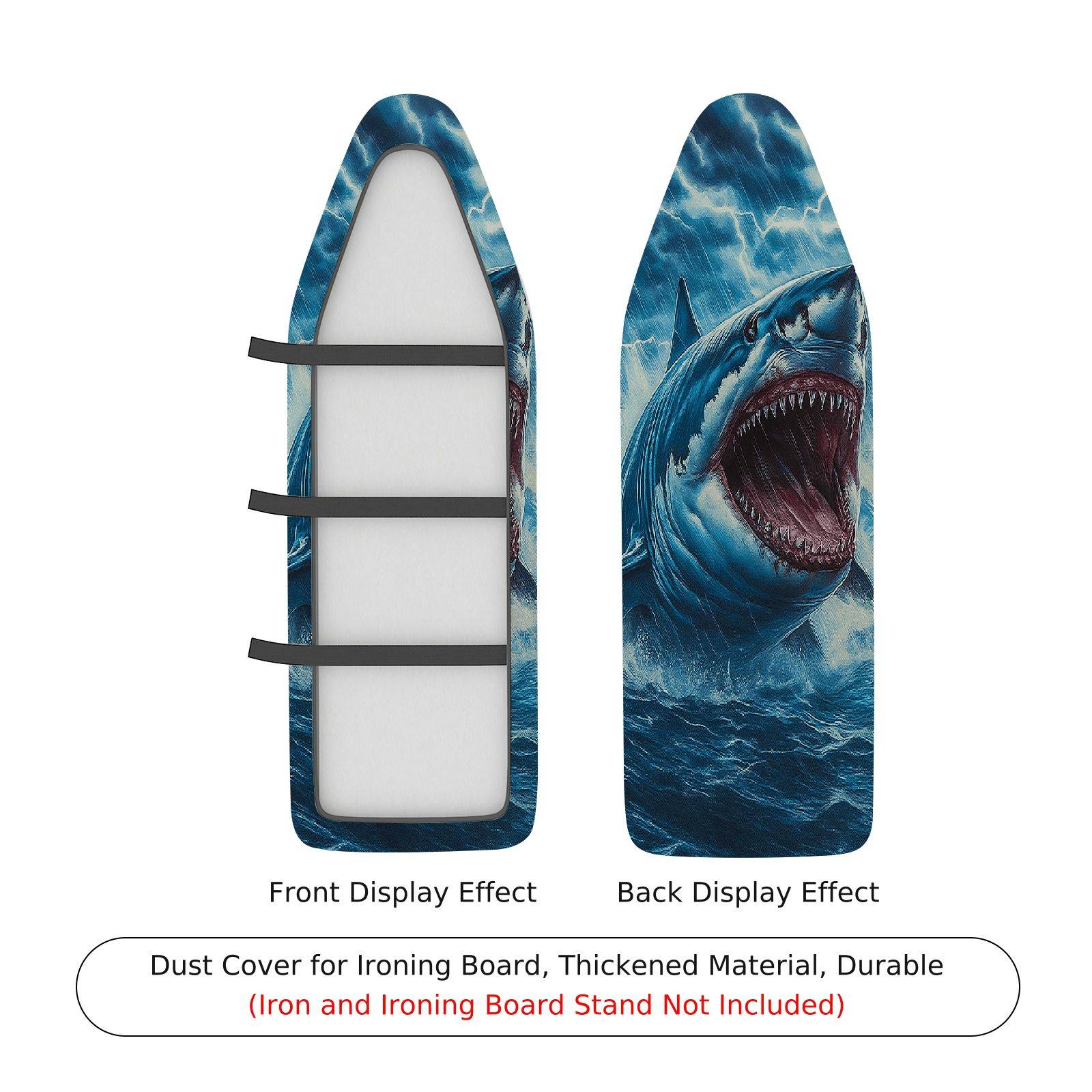1-Piece Shark Ocean Storm  Ironing Board Cover, Universal Size, Without Board