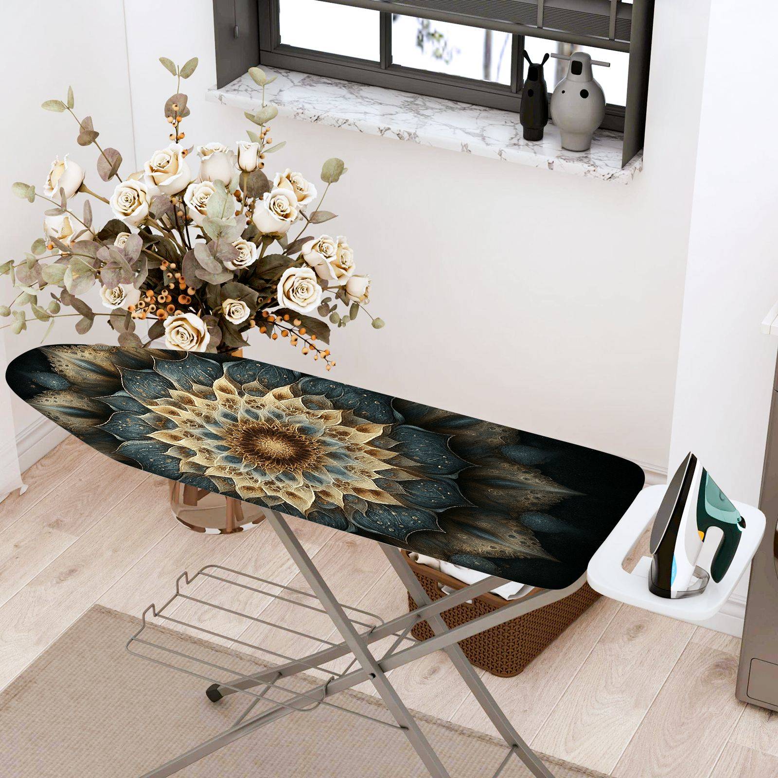 1-Piece Floral Mandala Art Abstract  Ironing Board Cover, Universal Size, Without Board