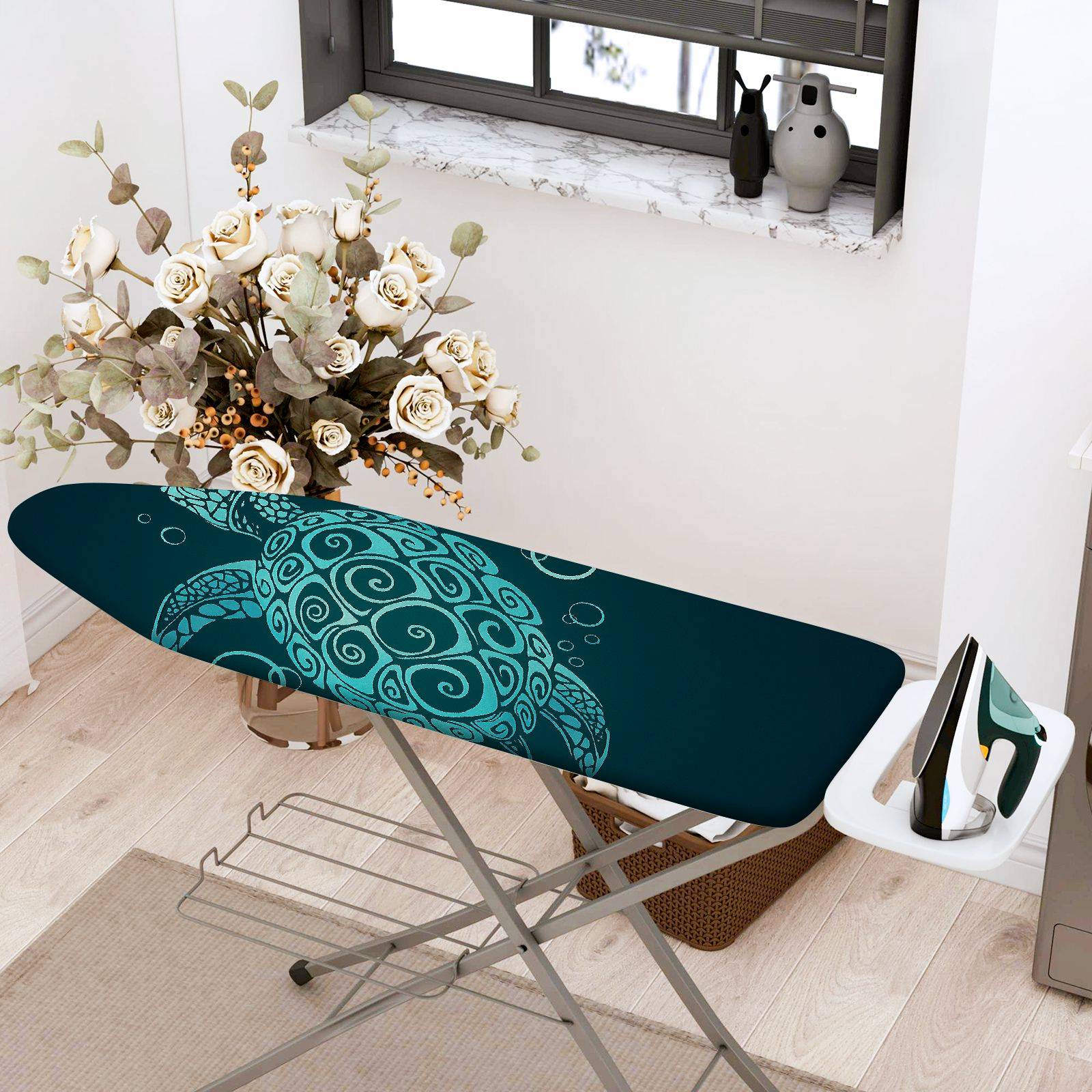 1-Piece Turtle Ocean Waves  Ironing Board Cover, Universal Size, Without Board