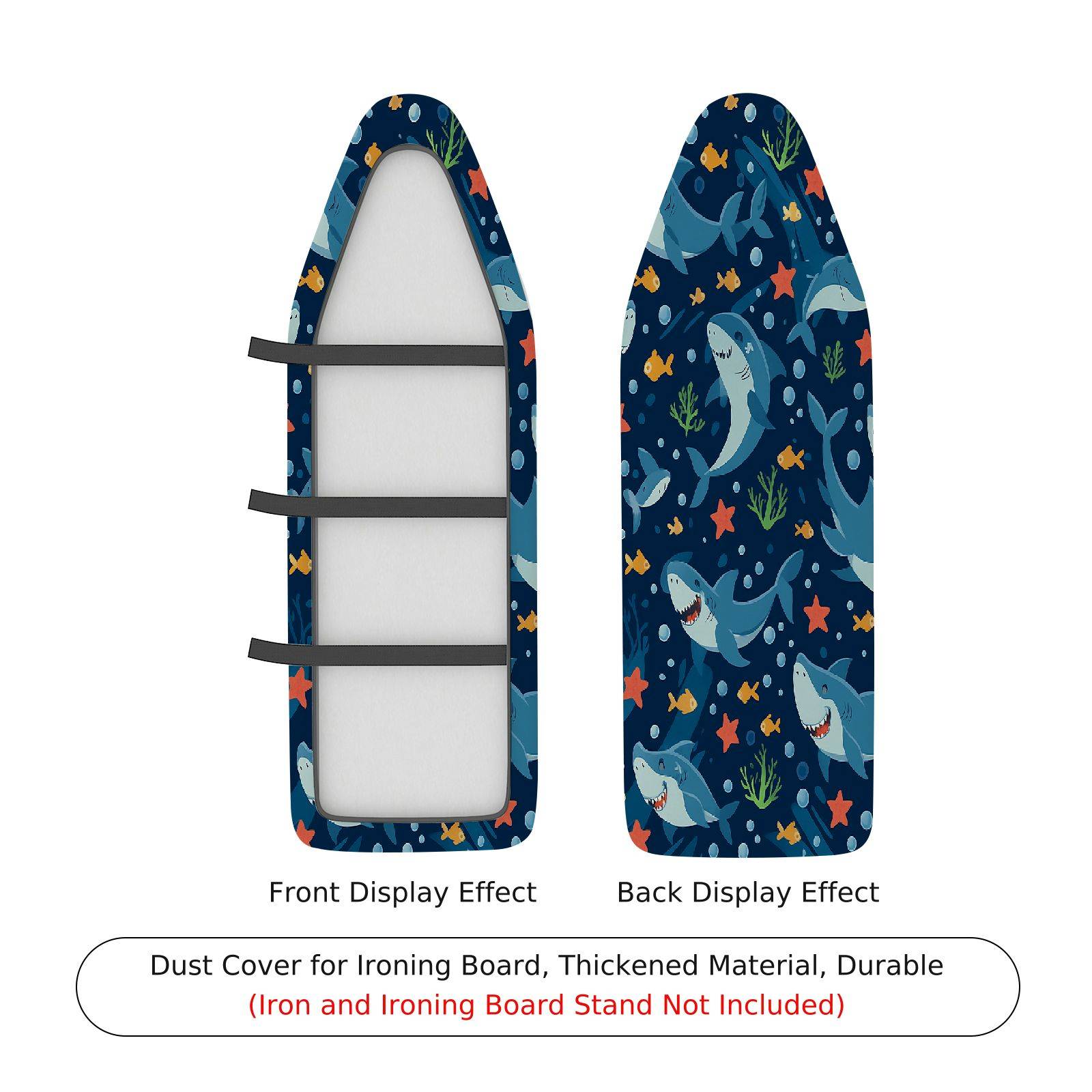 1-Piece Shark Ocean Fish  Ironing Board Cover, Universal Size, Without Board