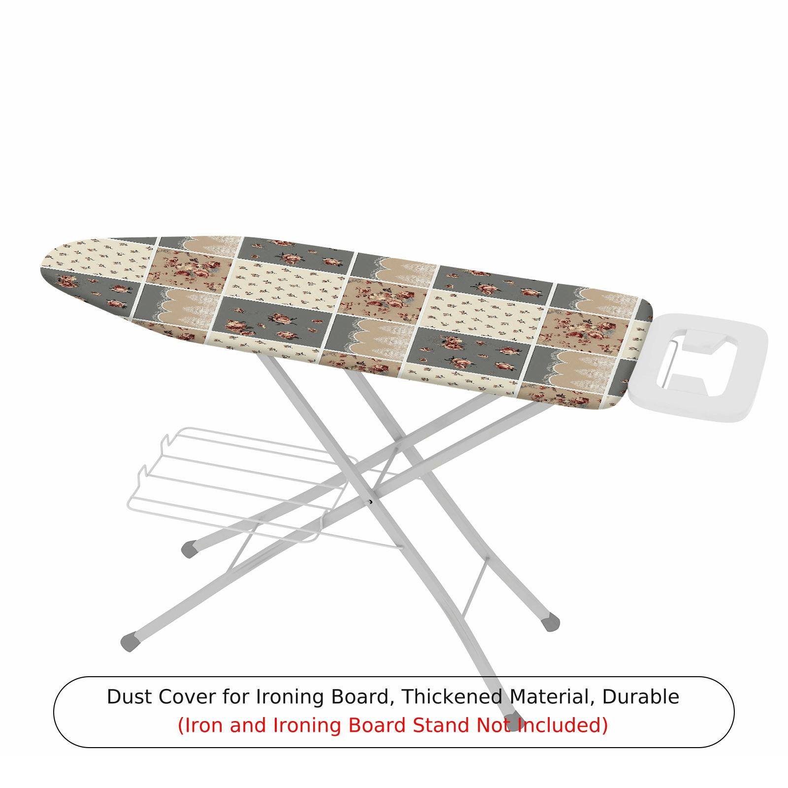 1-Piece Floral Patchwork Beige Grey  Ironing Board Cover, Universal Size, Without Board