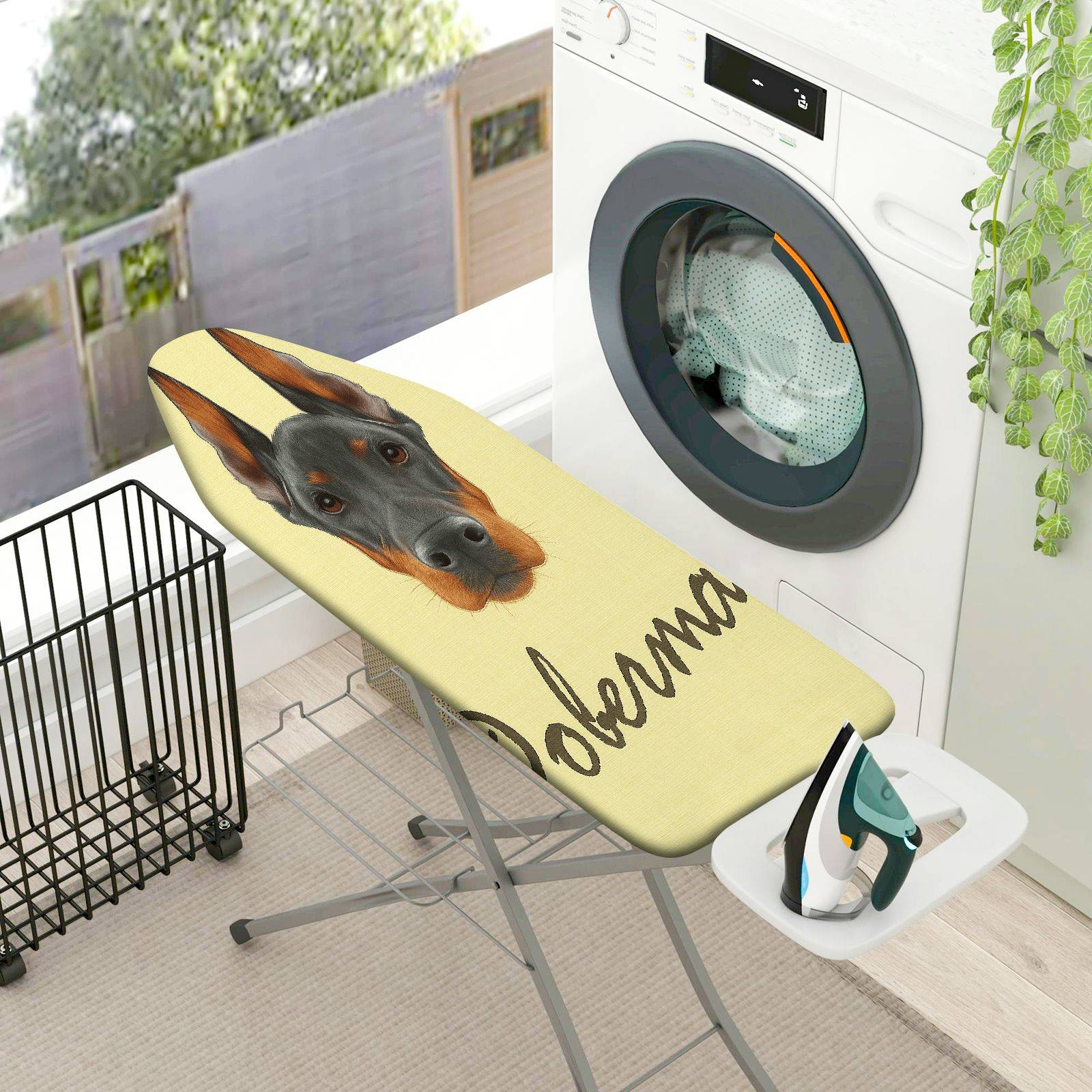 1-Piece Doberman Pet Animal Art  Ironing Board Cover, Universal Size, Without Board