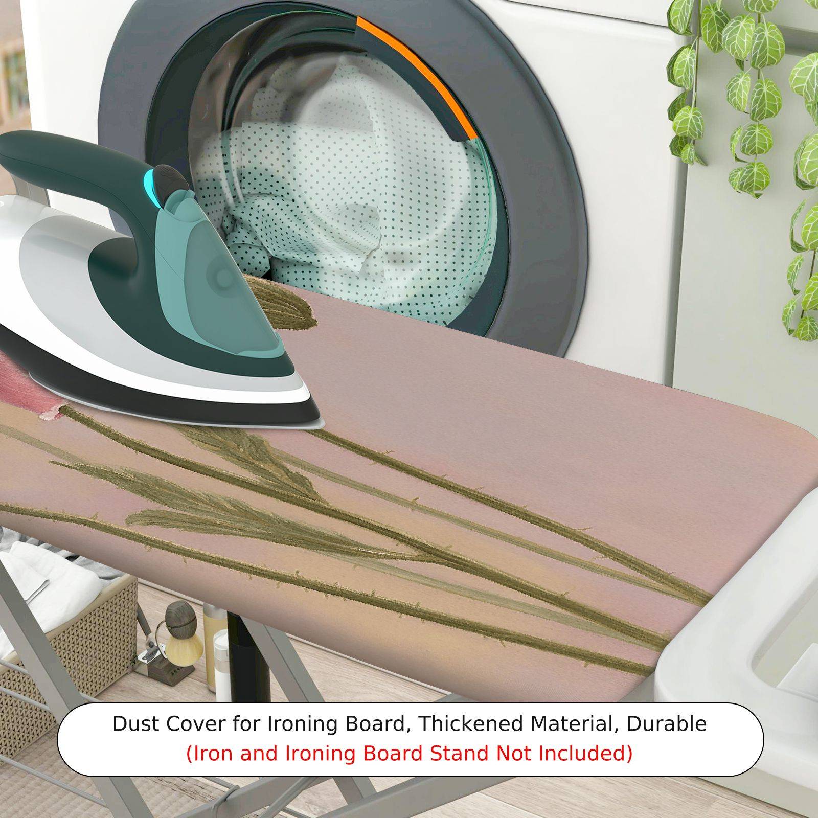 1-Piece Floral Pink Artistic  Ironing Board Cover, Universal Size, Without Board