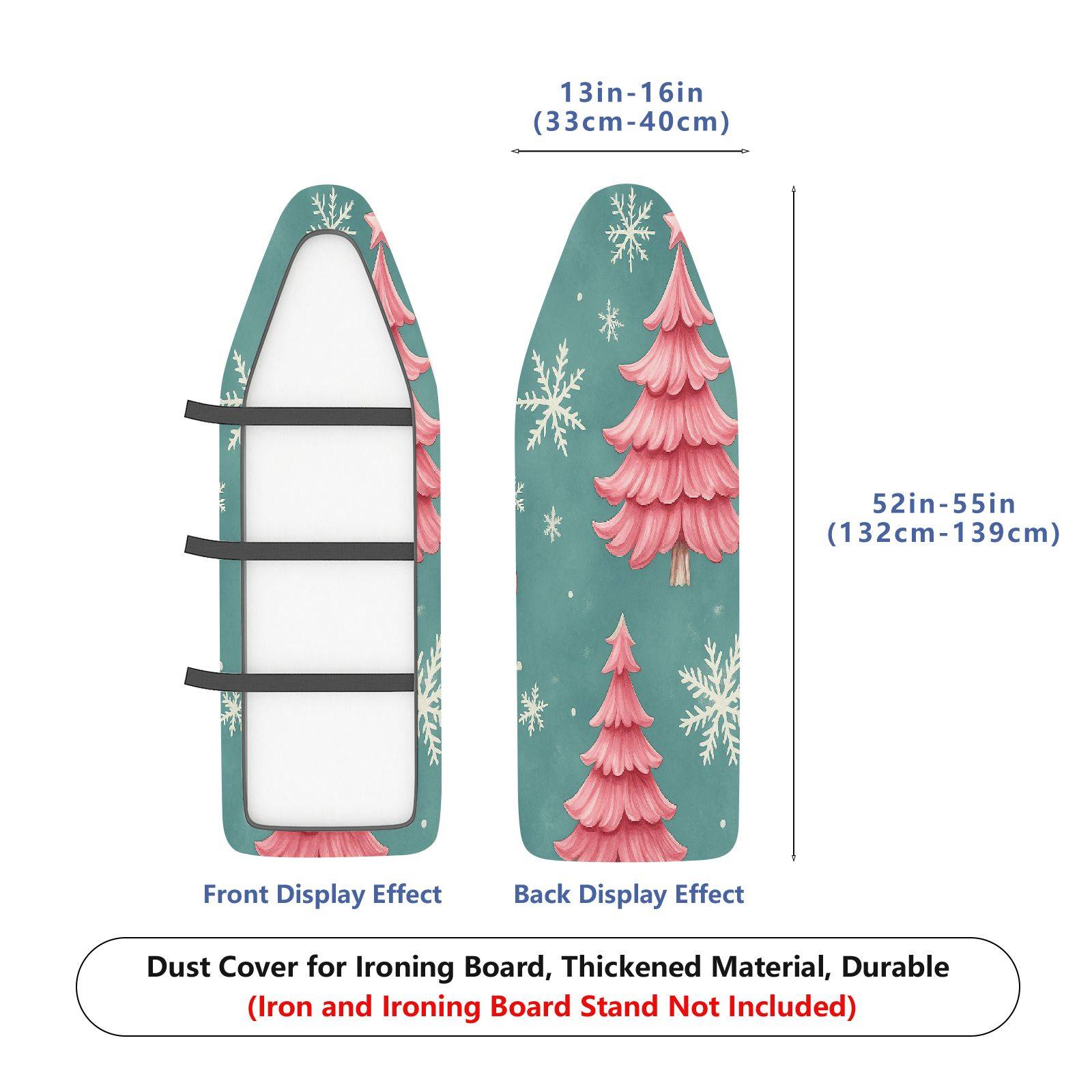 1-Piece Christmas Snowflakes Pink Trees  Ironing Board Cover, Universal Size, Without Board