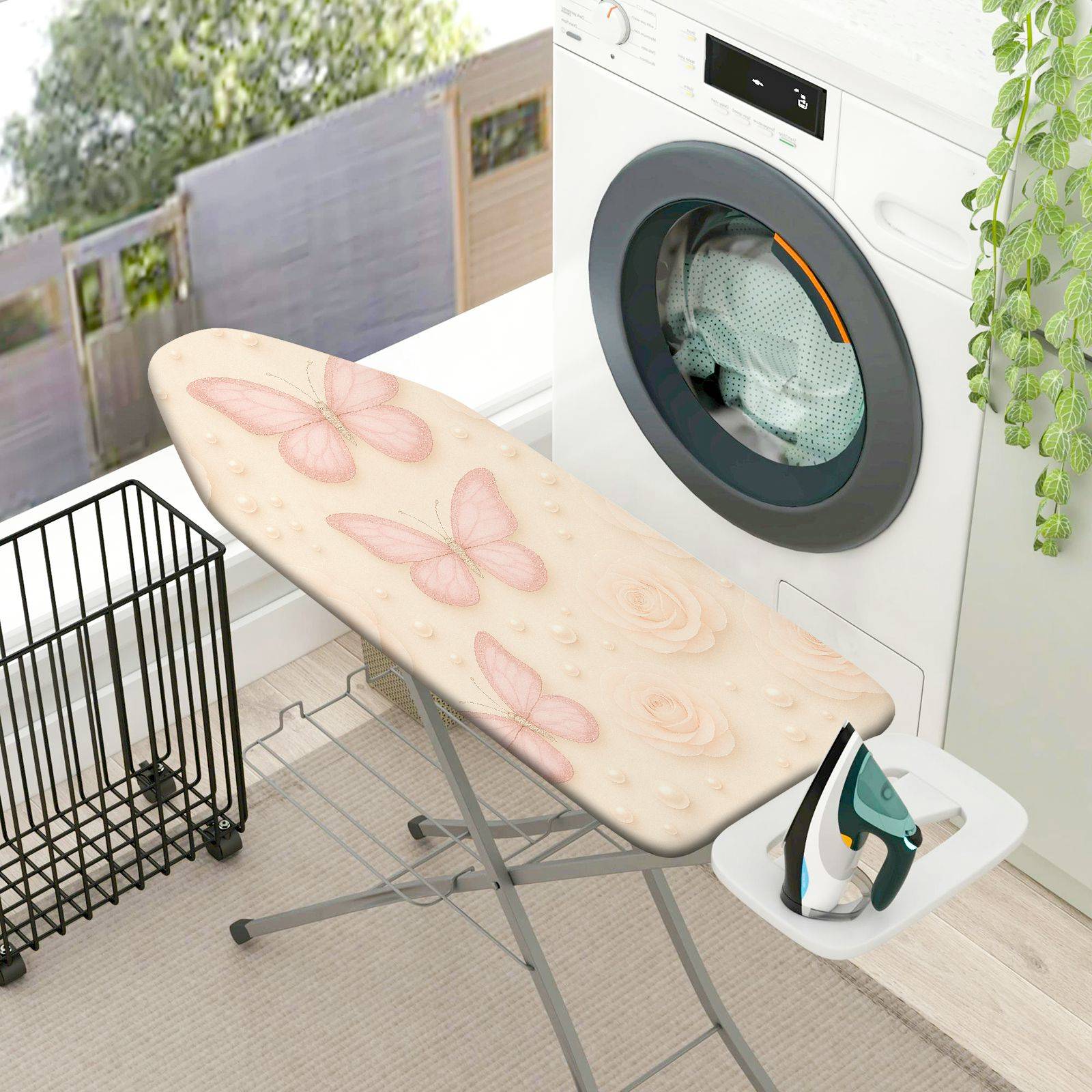 1-Piece Butterfly Floral Pink  Ironing Board Cover, Universal Size, Without Board