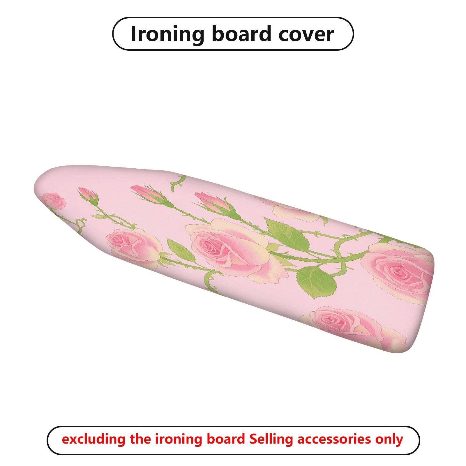 1-Piece Floral Pink Rose  Ironing Board Cover, Universal Size, Without Board