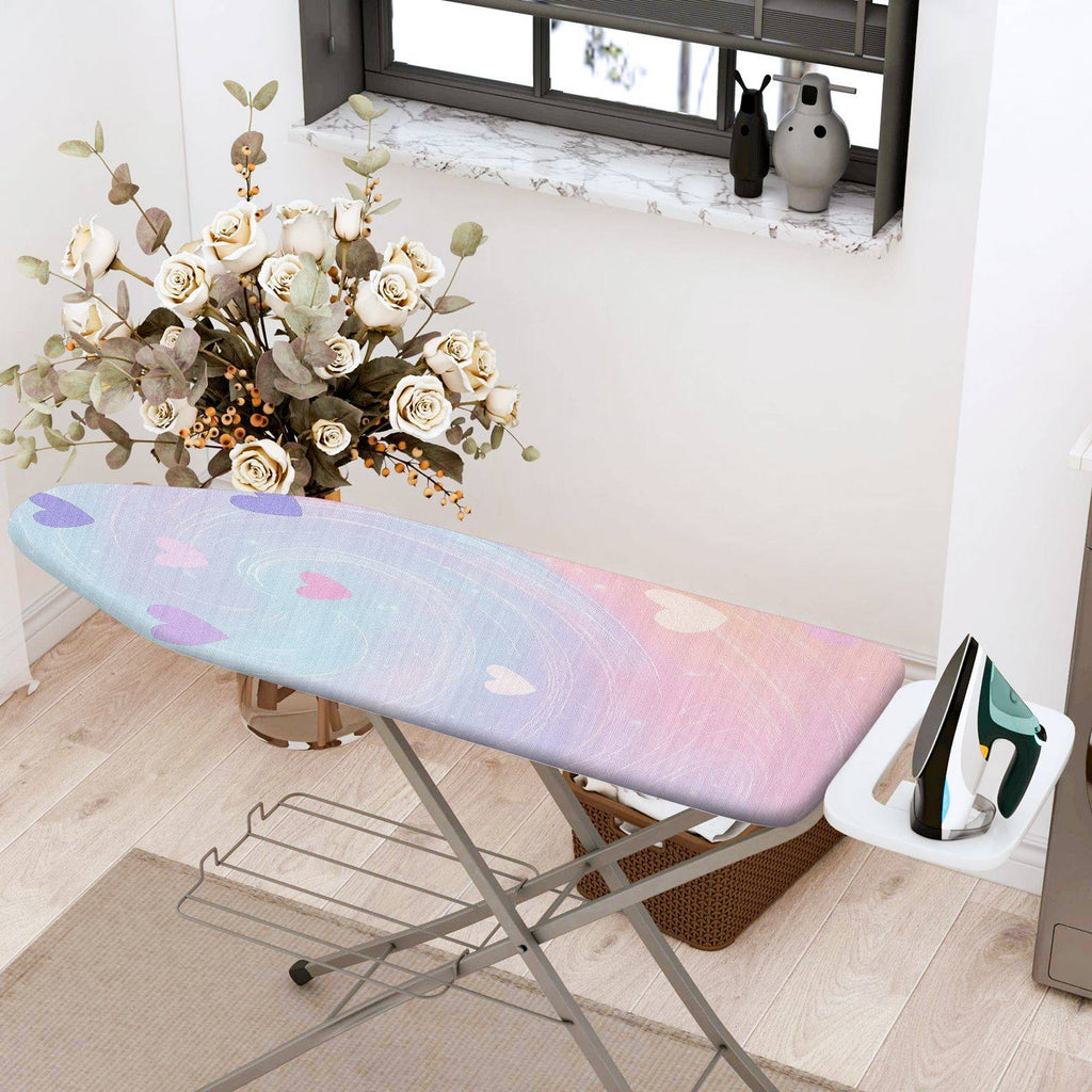 1-Piece Pastel Heart Pattern Pretty Pink  Ironing Board Cover, Universal Size, Without Board