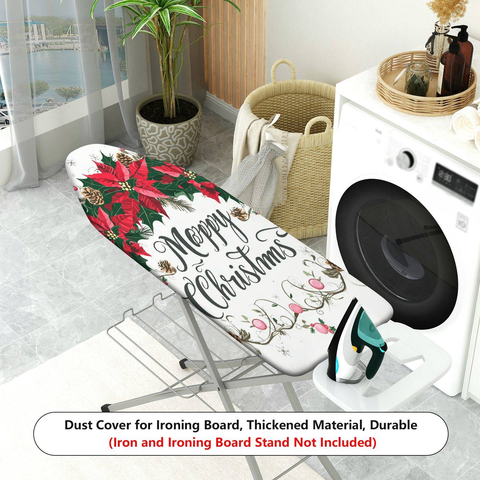1-Piece Christmas Decoration Floral Happy Holidays  Ironing Board Cover, Universal Size, Without Board