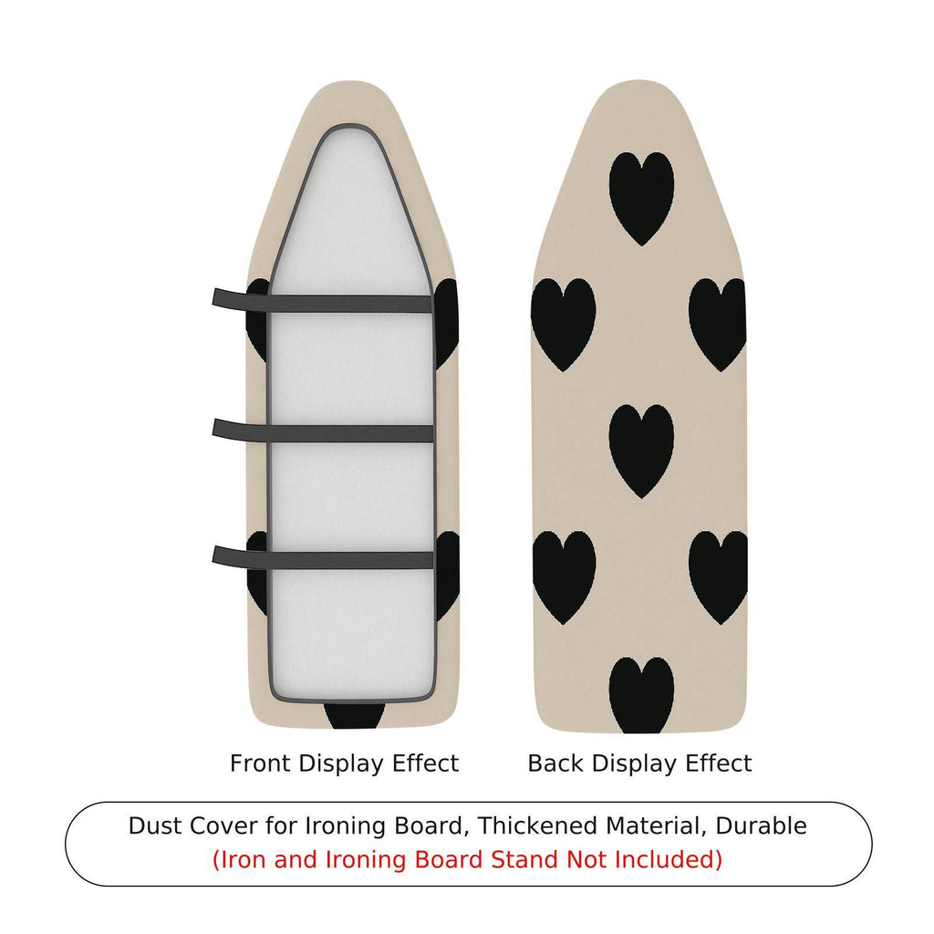 1-Piece Heart Pattern Black Beige  Ironing Board Cover, Universal Size, Without Board