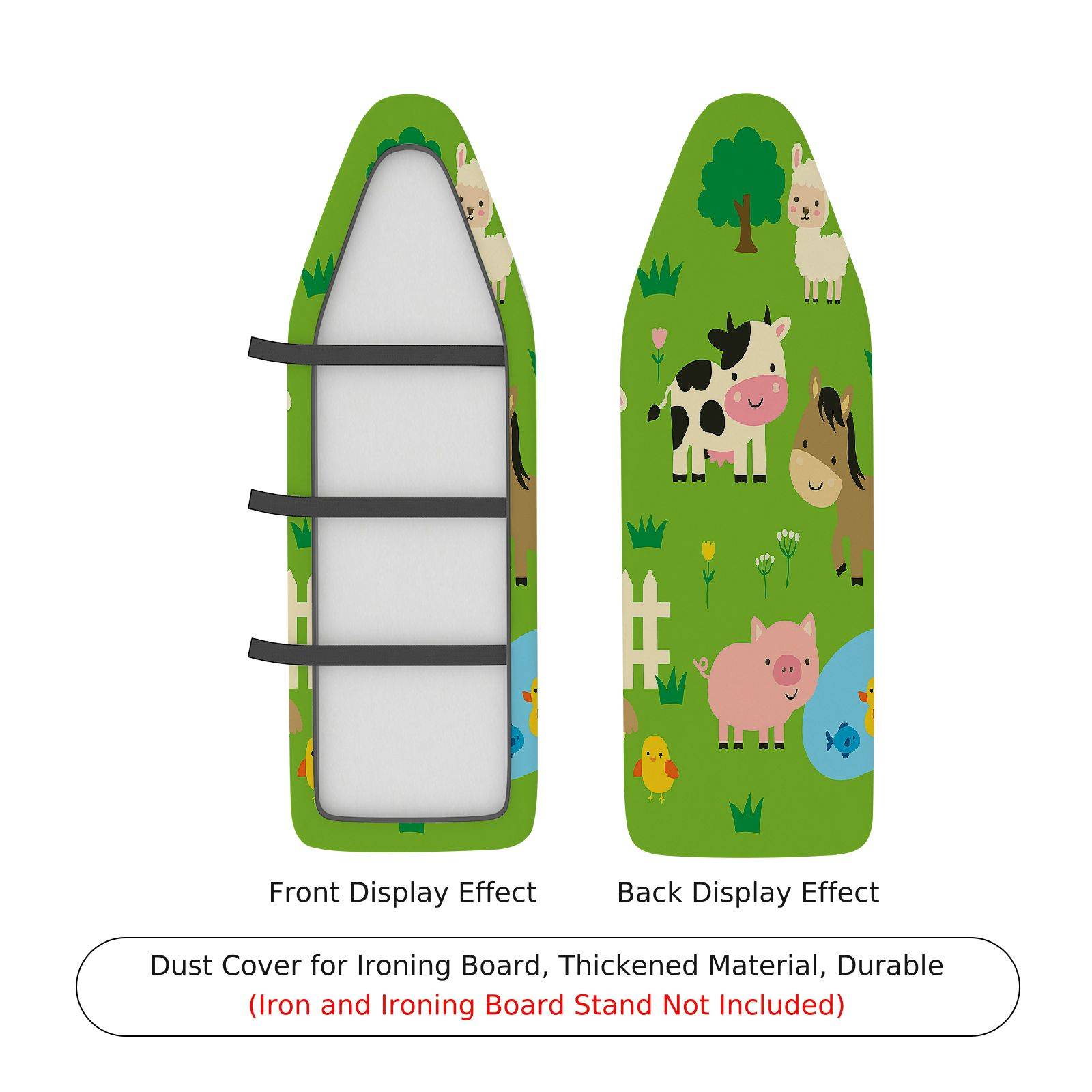 1-Piece Animal Farm Green  Ironing Board Cover, Universal Size, Without Board