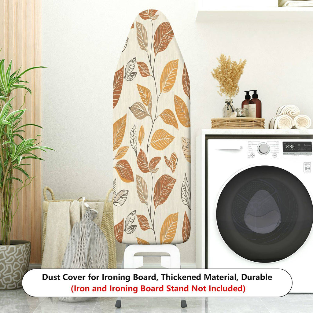 1-Piece Leaf Pattern Autumn Brown Beige  Ironing Board Cover, Universal Size, Without Board