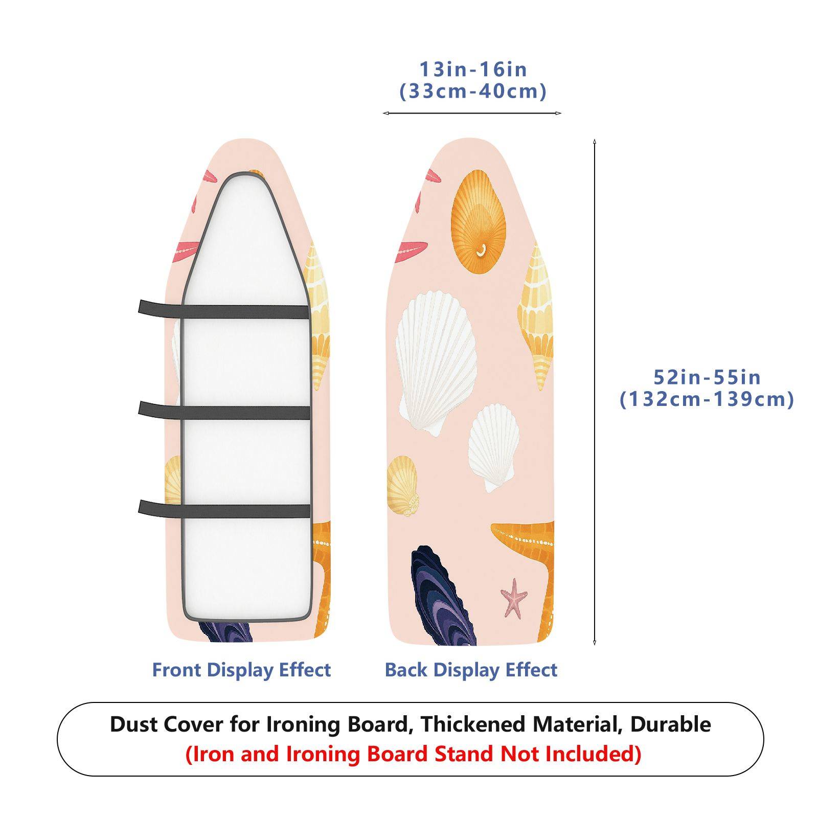 1-Piece Seashell Starfish Ocean  Ironing Board Cover, Universal Size, Without Board