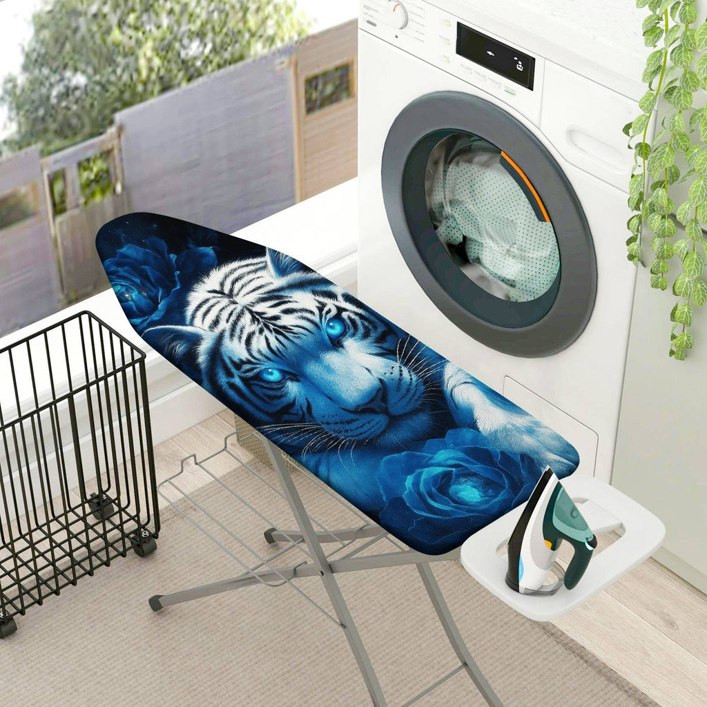 1-Piece Blue Tiger Flower Animal  Ironing Board Cover, Universal Size, Without Board