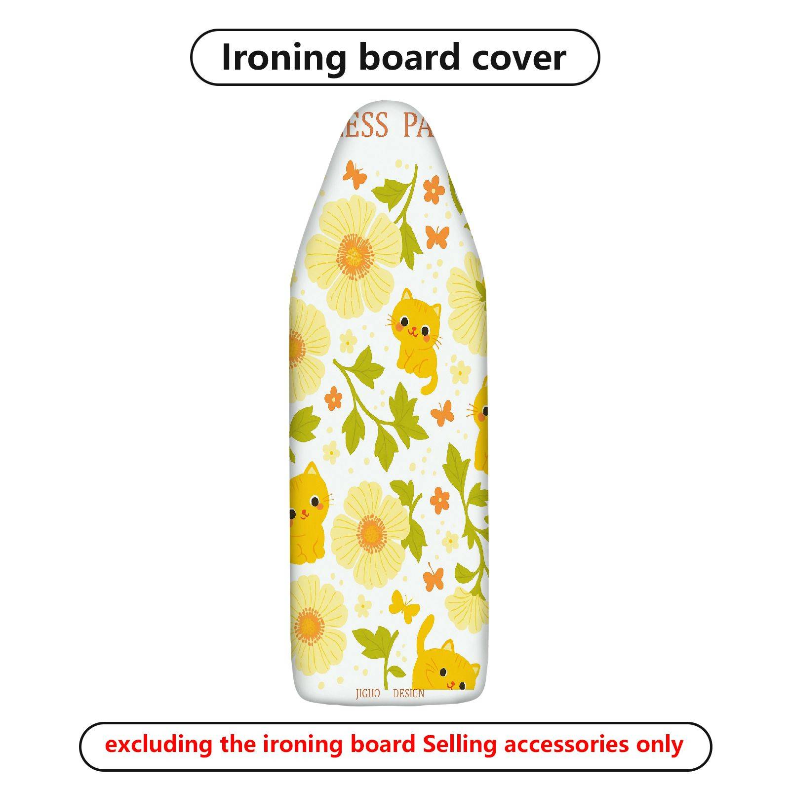 1-Piece Floral  Animal Yellow  Ironing Board Cover, Universal Size, Without Board