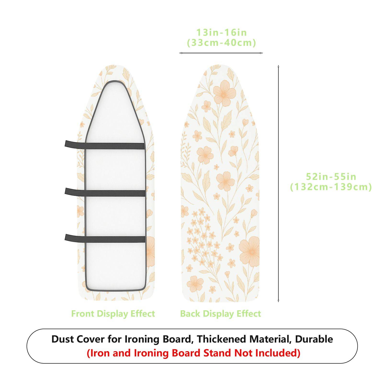 1-Piece Floral Pattern Beige Vintage  Ironing Board Cover, Universal Size, Without Board
