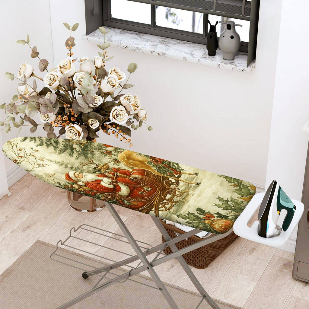 1-Piece Santa Claus Sleigh Reindeer Christmas  Ironing Board Cover, Universal Size, Without Board