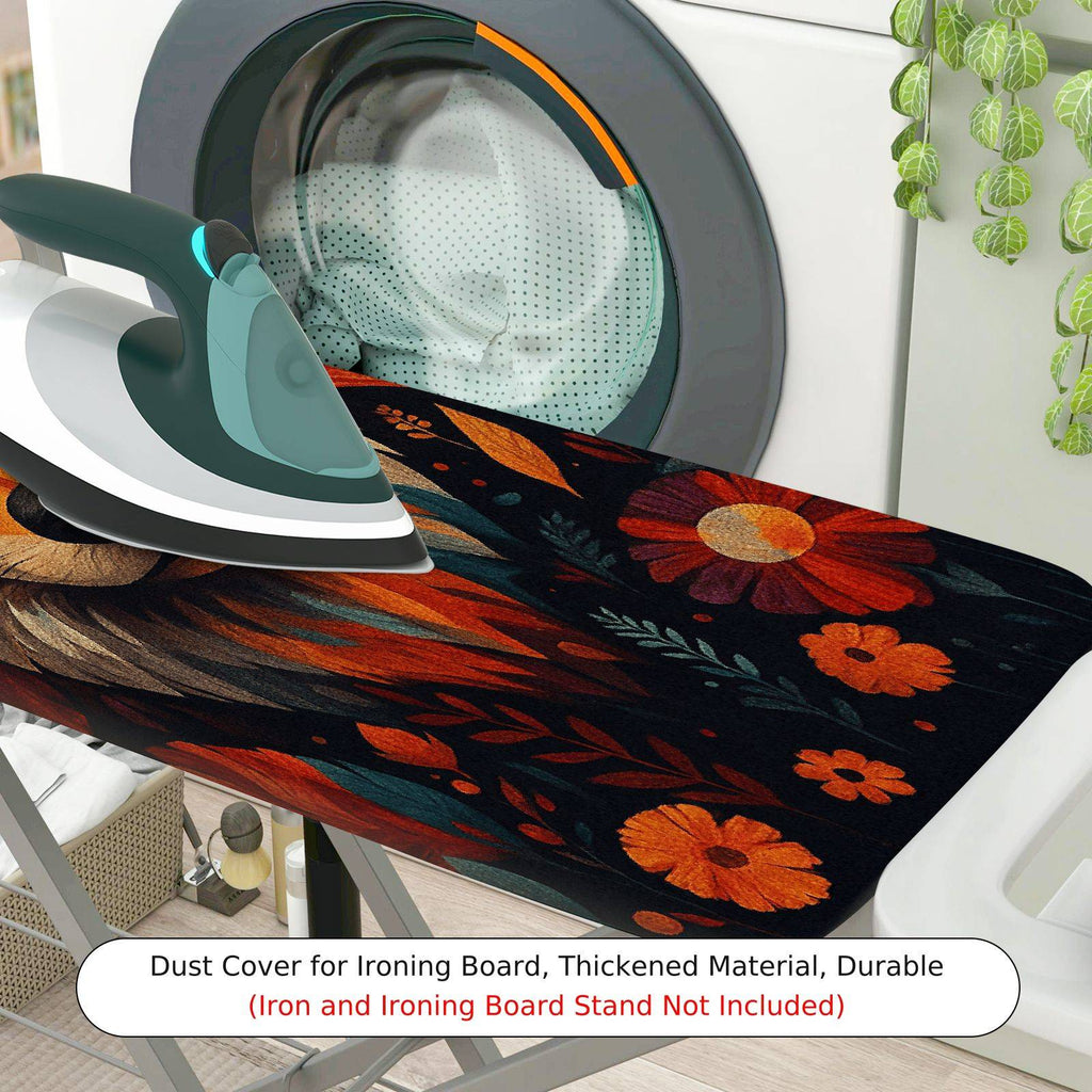 1-Piece Wolf Floral Animal  Ironing Board Cover, Universal Size, Without Board
