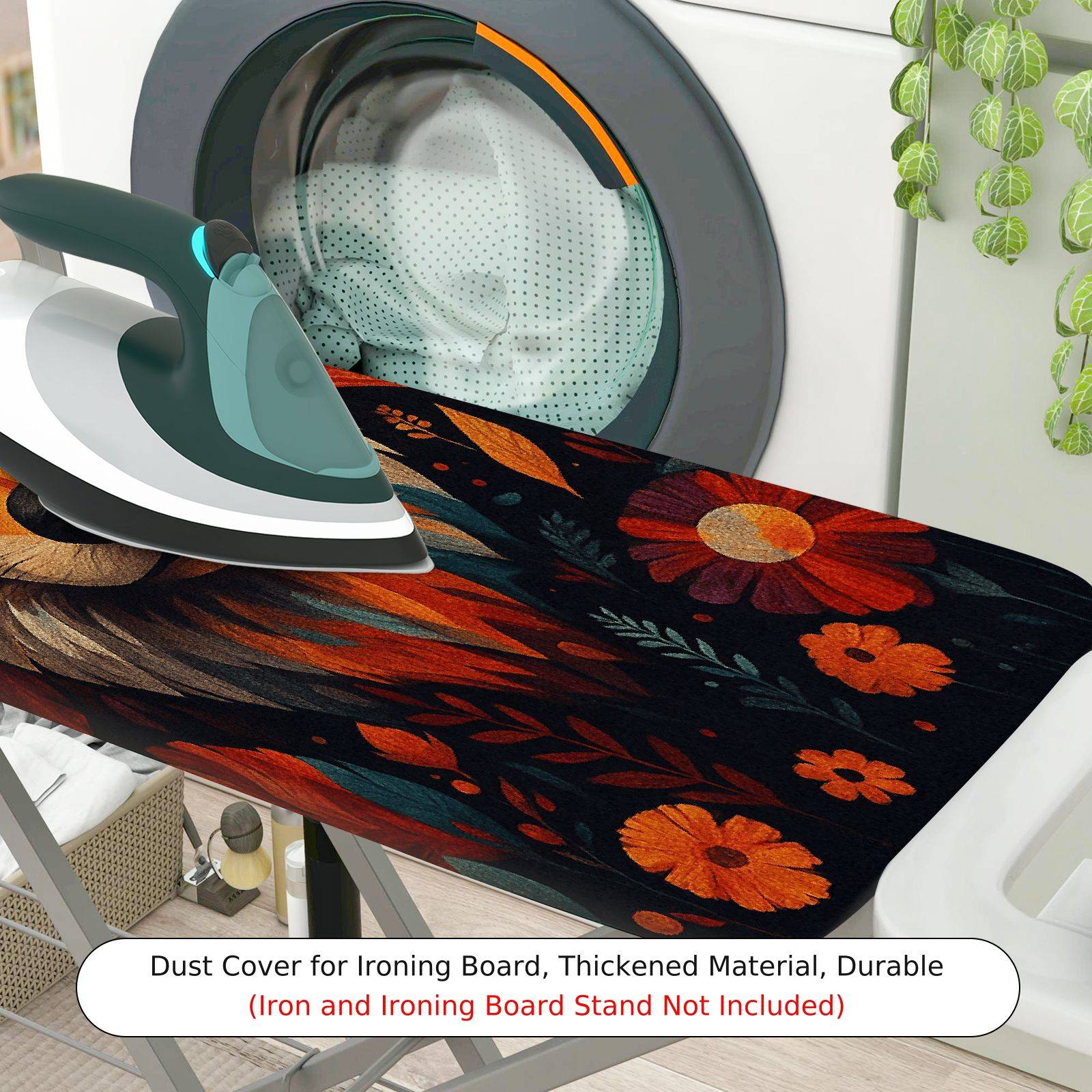 1-Piece Wolf Floral Animal  Ironing Board Cover, Universal Size, Without Board