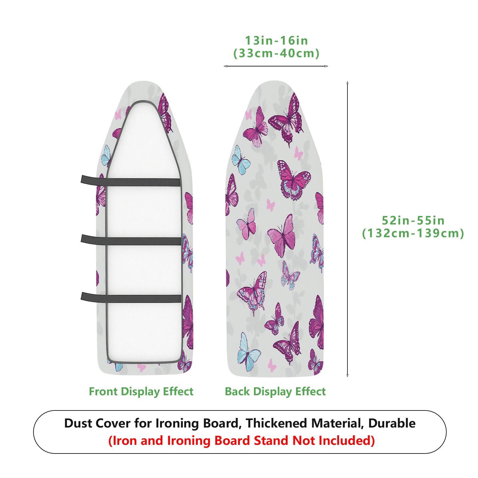 1-Piece Butterfly Pink Floral  Ironing Board Cover, Universal Size, Without Board