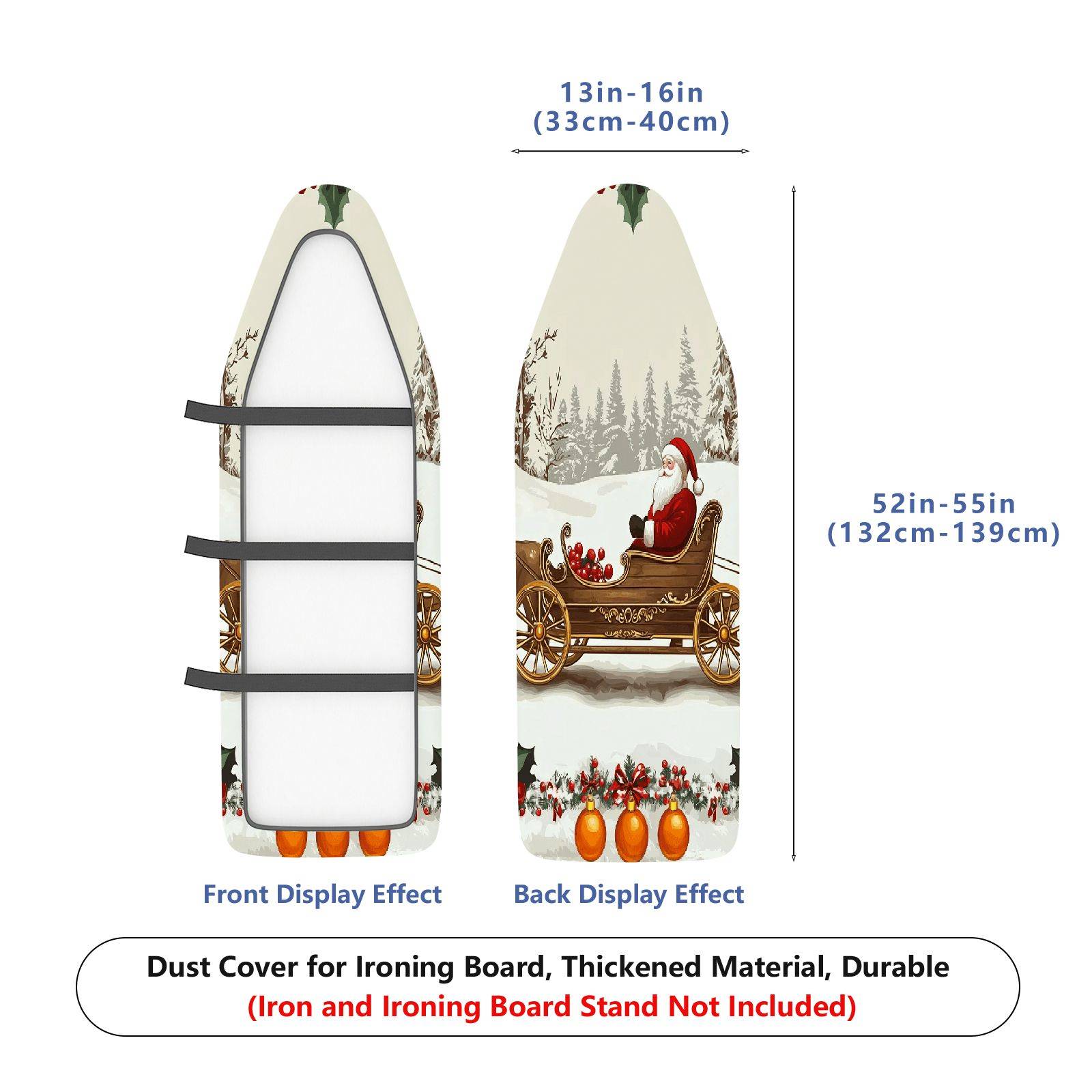 1-Piece Christmas Santa Sleigh Holiday  Ironing Board Cover, Universal Size, Without Board