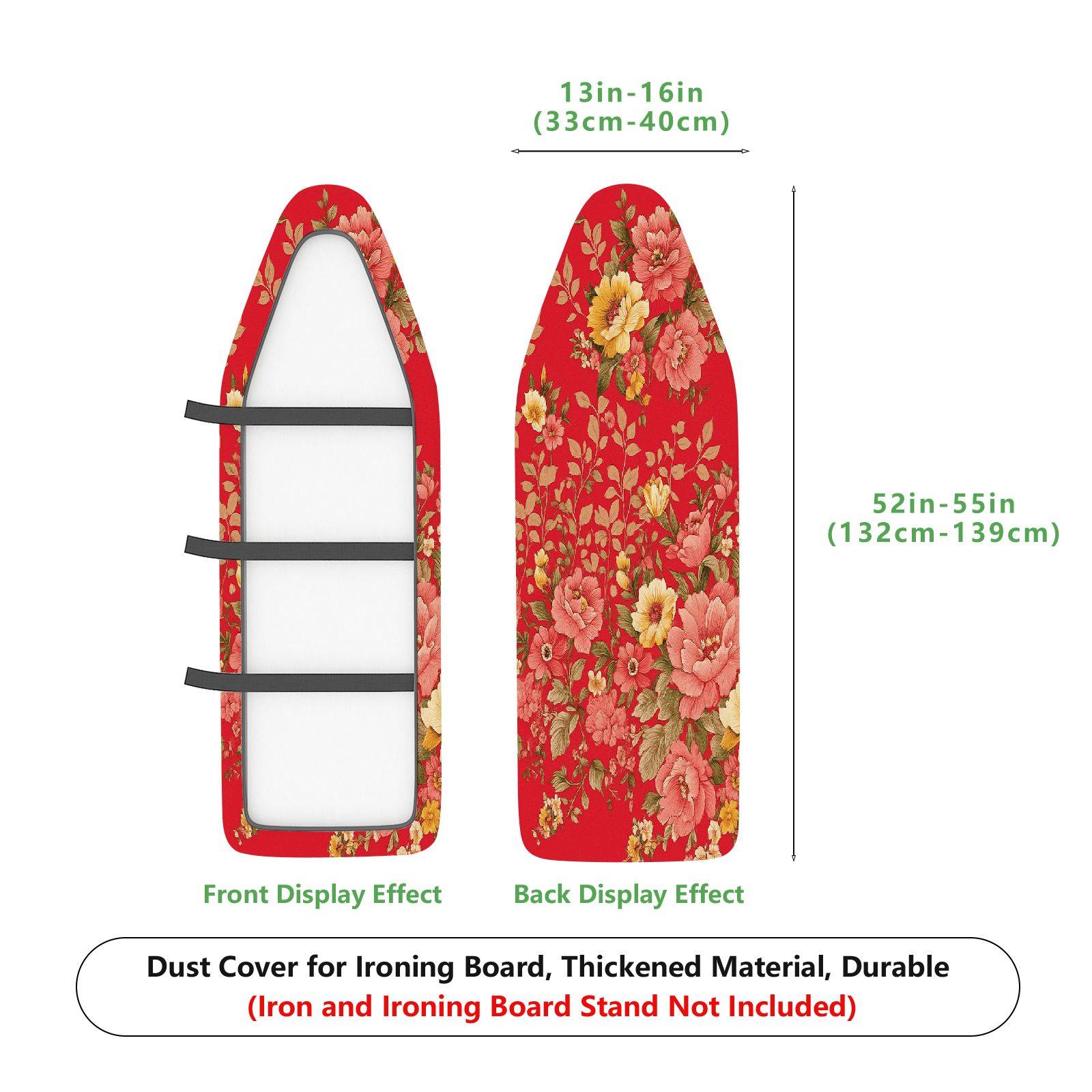 1-Piece Floral Red Pink Yellow  Ironing Board Cover, Universal Size, Without Board