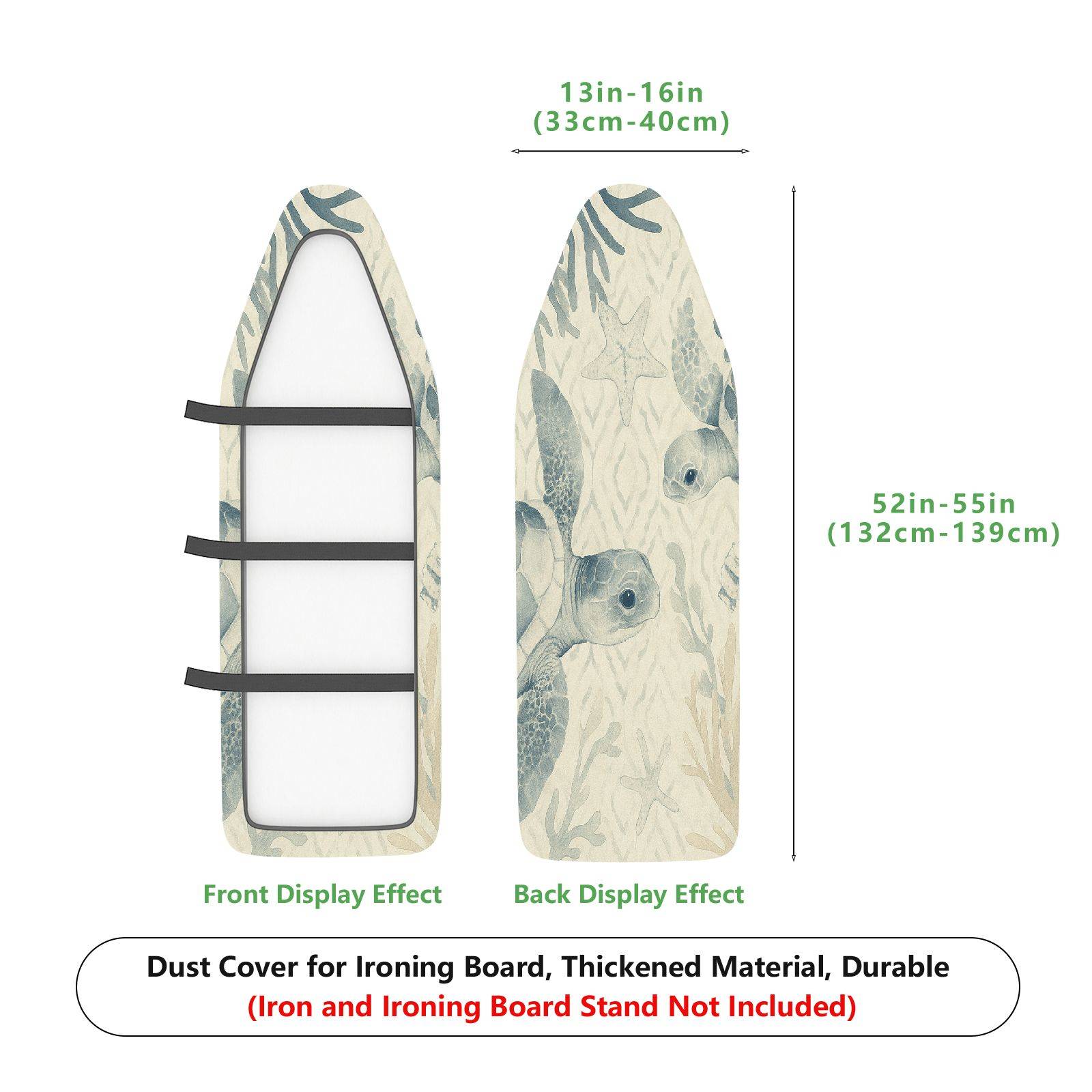 1-Piece Sea Turtle Ocean Coral  Ironing Board Cover, Universal Size, Without Board