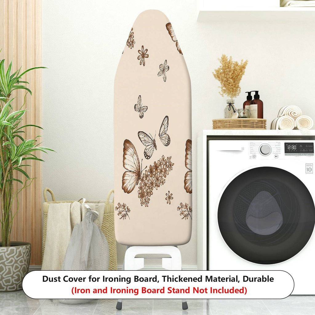 1-Piece Butterflies Flowers Pattern Beige  Ironing Board Cover, Universal Size, Without Board