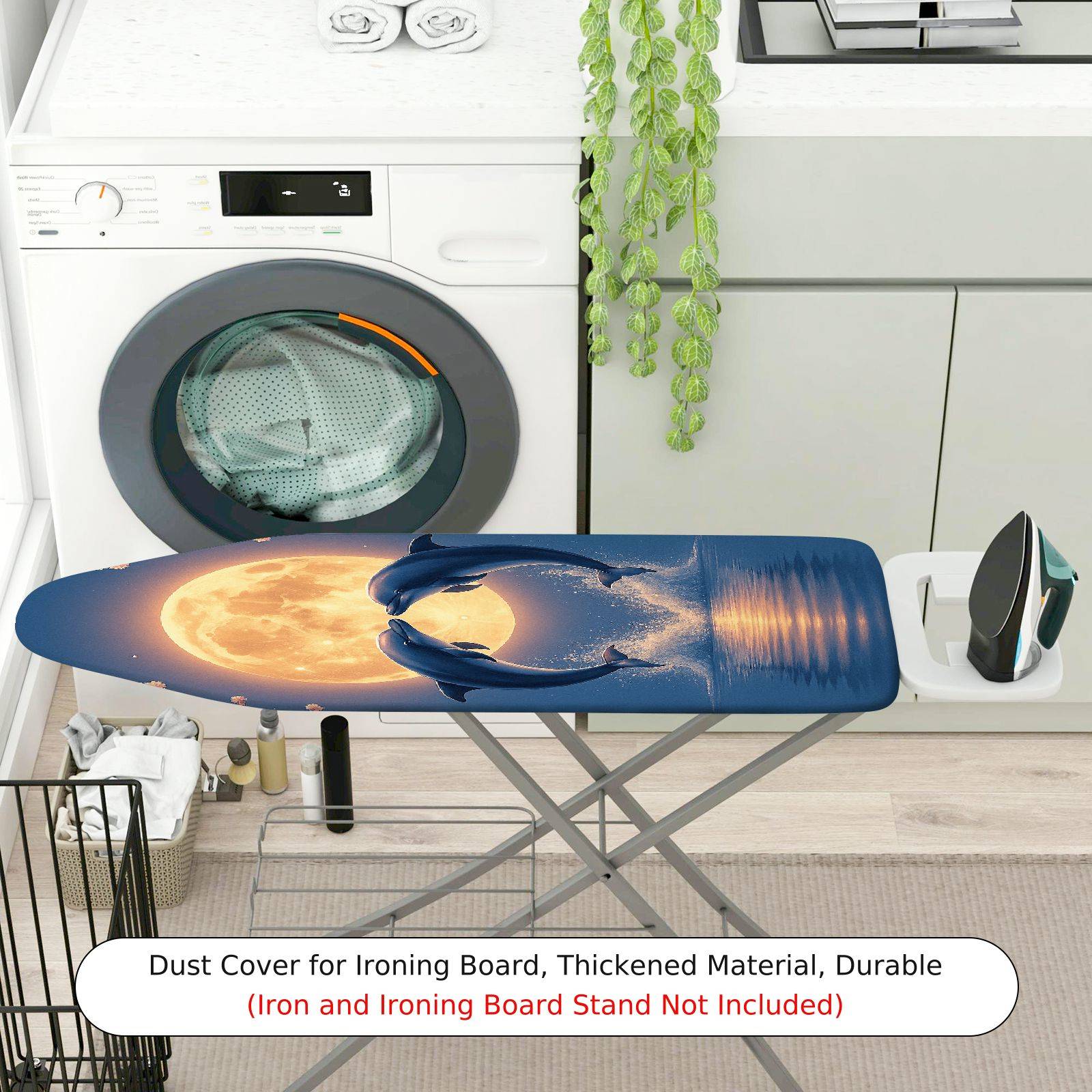 1-Piece Dolphin Moonlight Ocean  Ironing Board Cover, Universal Size, Without Board