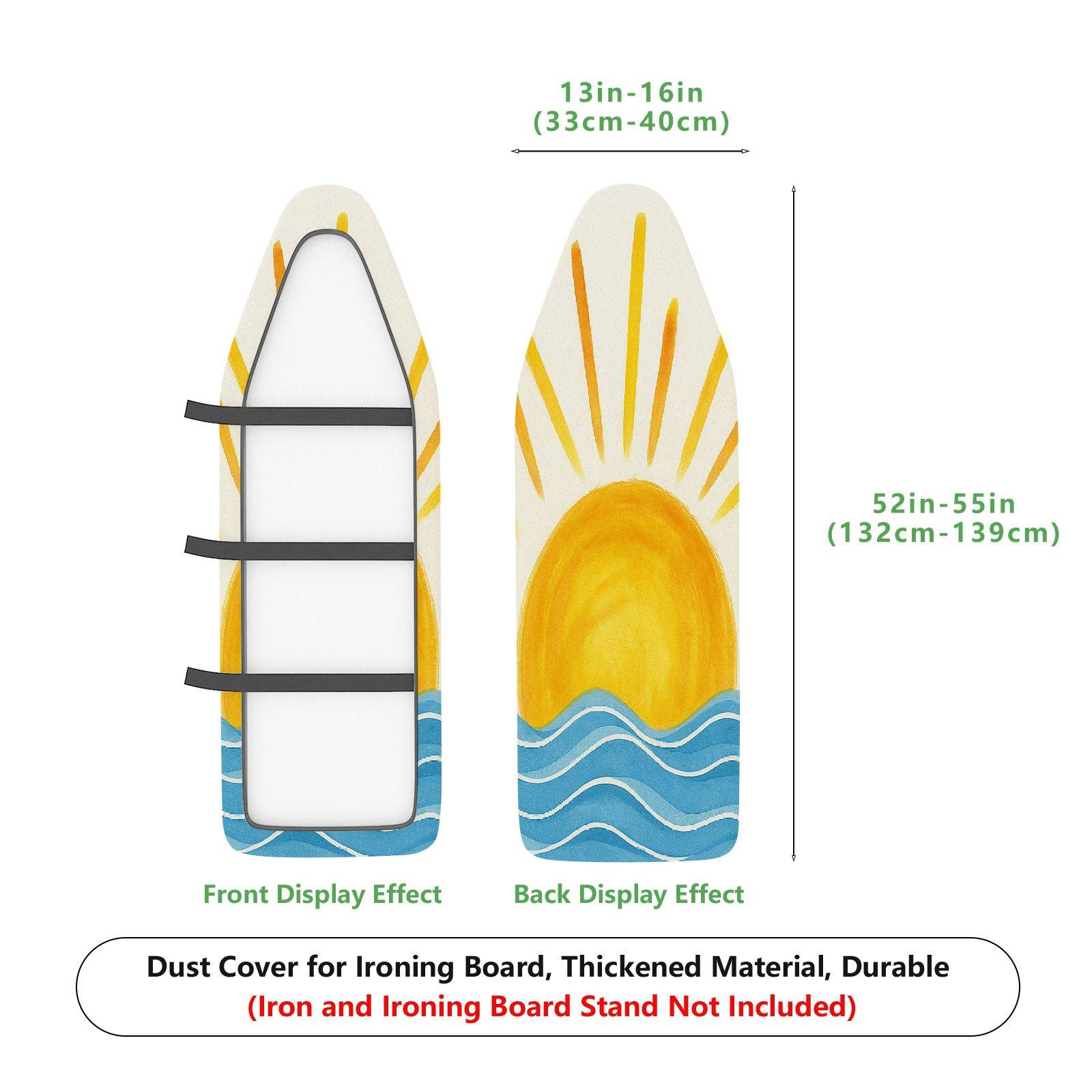1-Piece Sunshine Ocean Waves  Ironing Board Cover, Universal Size, Without Board