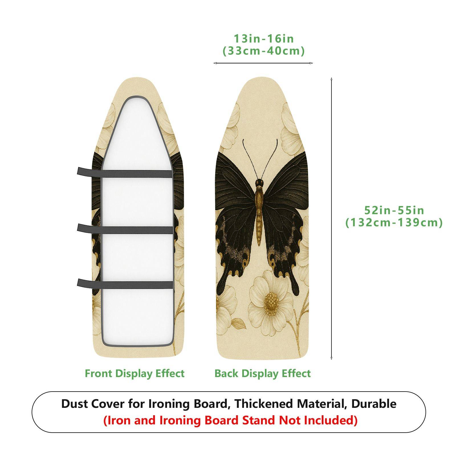 1-Piece Butterfly Floral Beige  Ironing Board Cover, Universal Size, Without Board