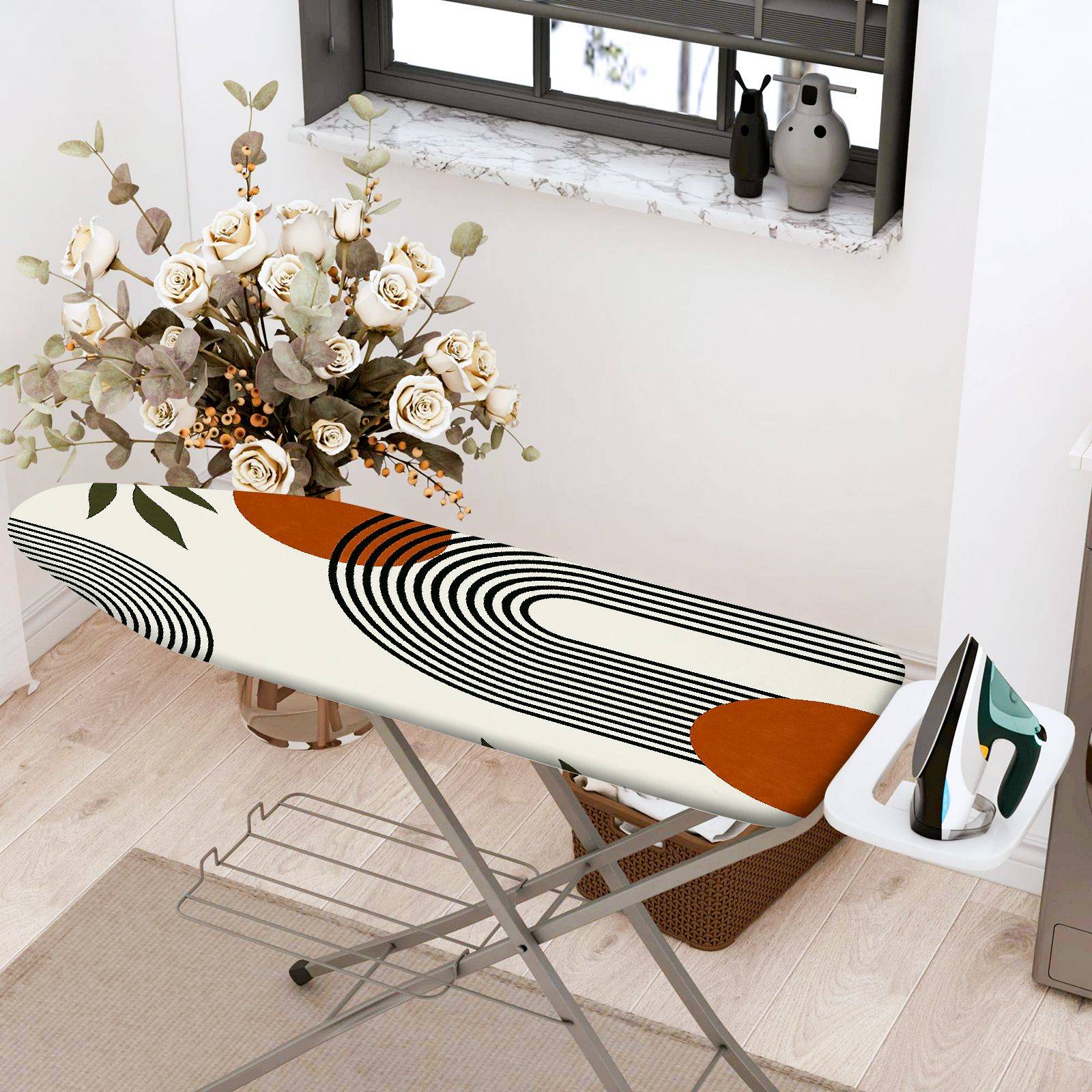 1-Piece Abstract Geometric Minimalist Art  Ironing Board Cover, Universal Size, Without Board