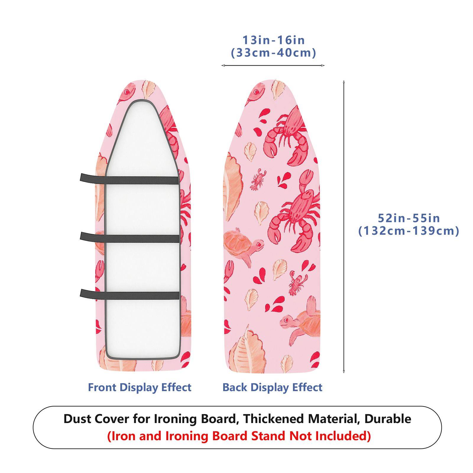 1-Piece Seafood Animal Leaf  Ironing Board Cover, Universal Size, Without Board