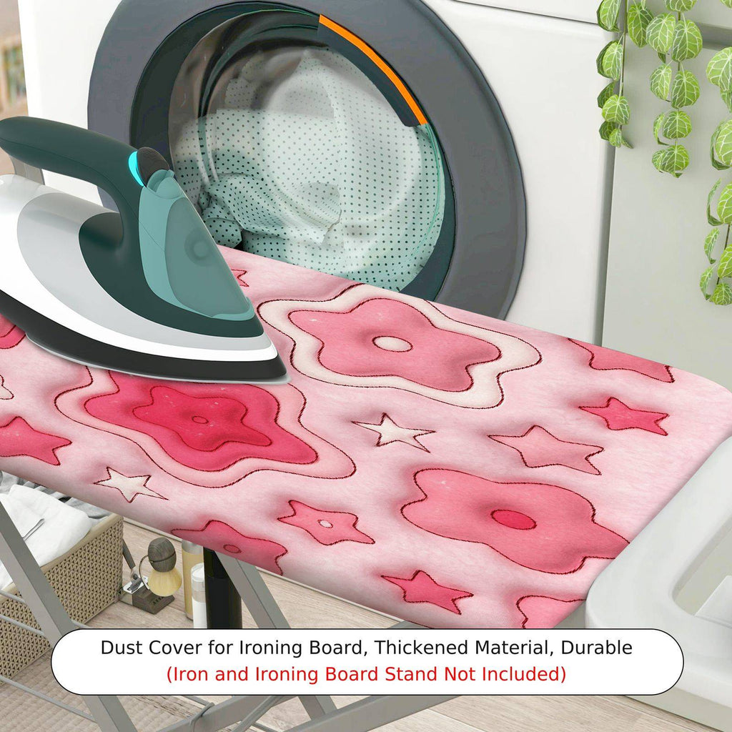 1-Piece Pink Floral Star  Ironing Board Cover, Universal Size, Without Board