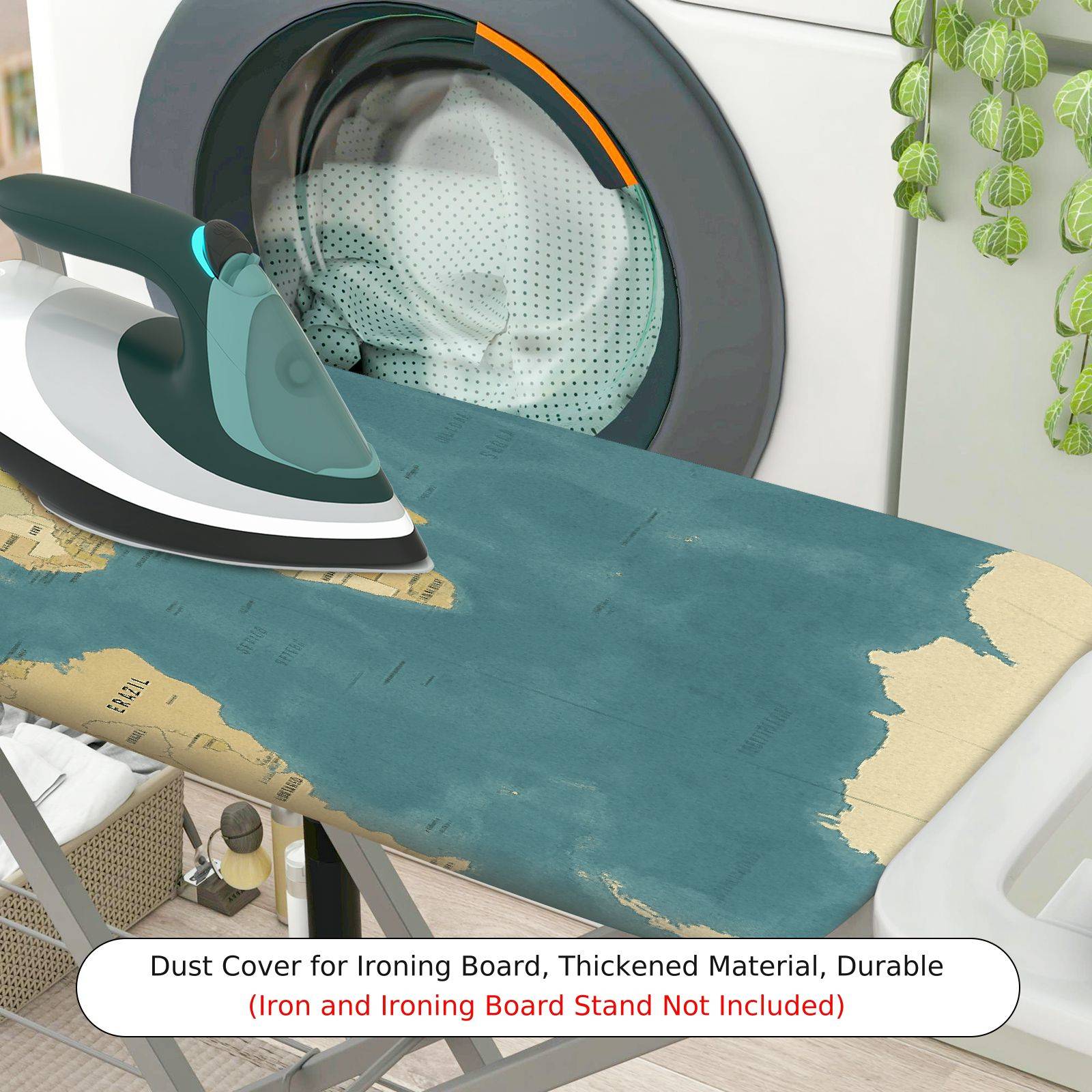 1-Piece Vintage Map Retro Travel World  Ironing Board Cover, Universal Size, Without Board