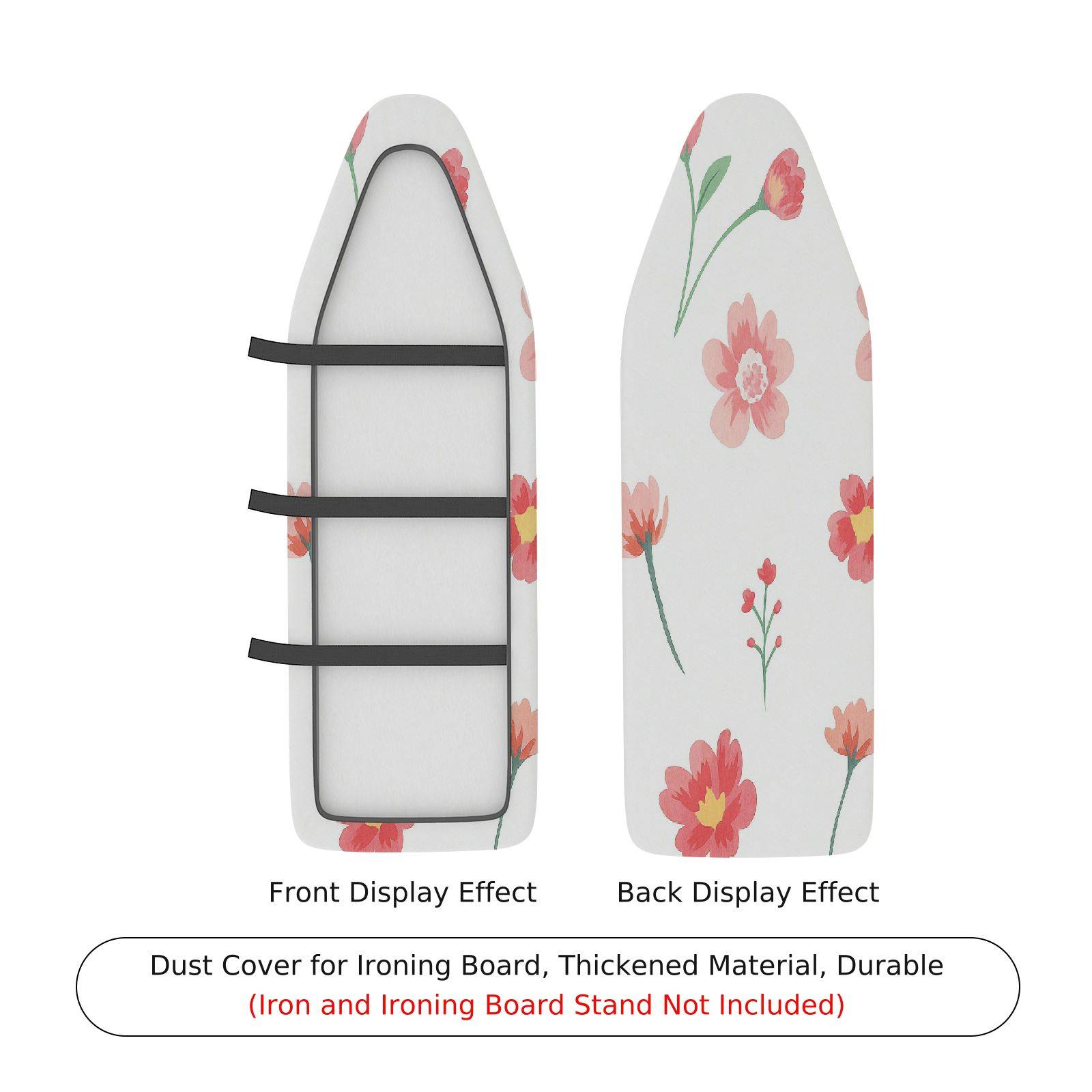 1-Piece Floral Pink Red Blossoms  Ironing Board Cover, Universal Size, Without Board