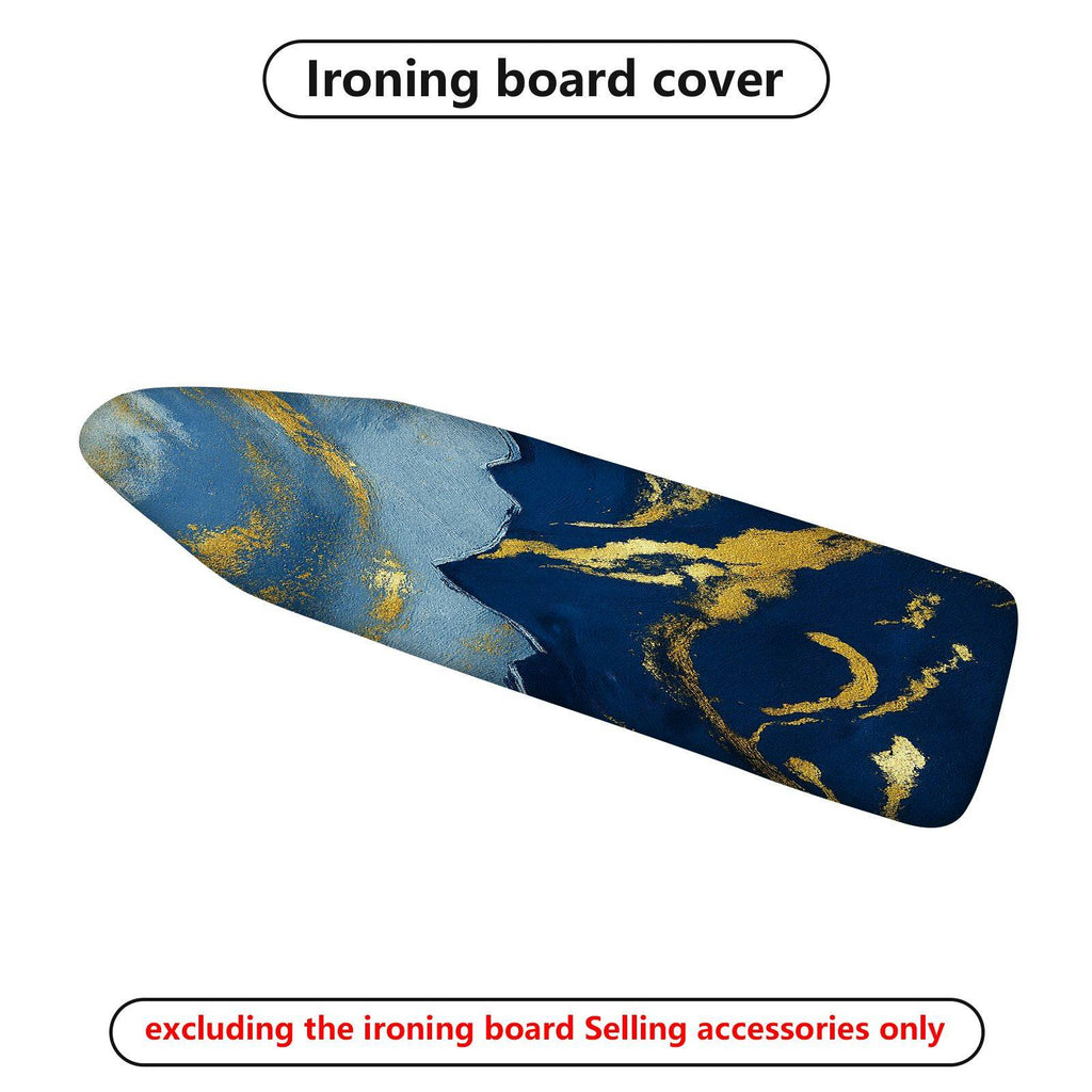 1-Piece Abstract Marble Gold Blue  Ironing Board Cover, Universal Size, Without Board
