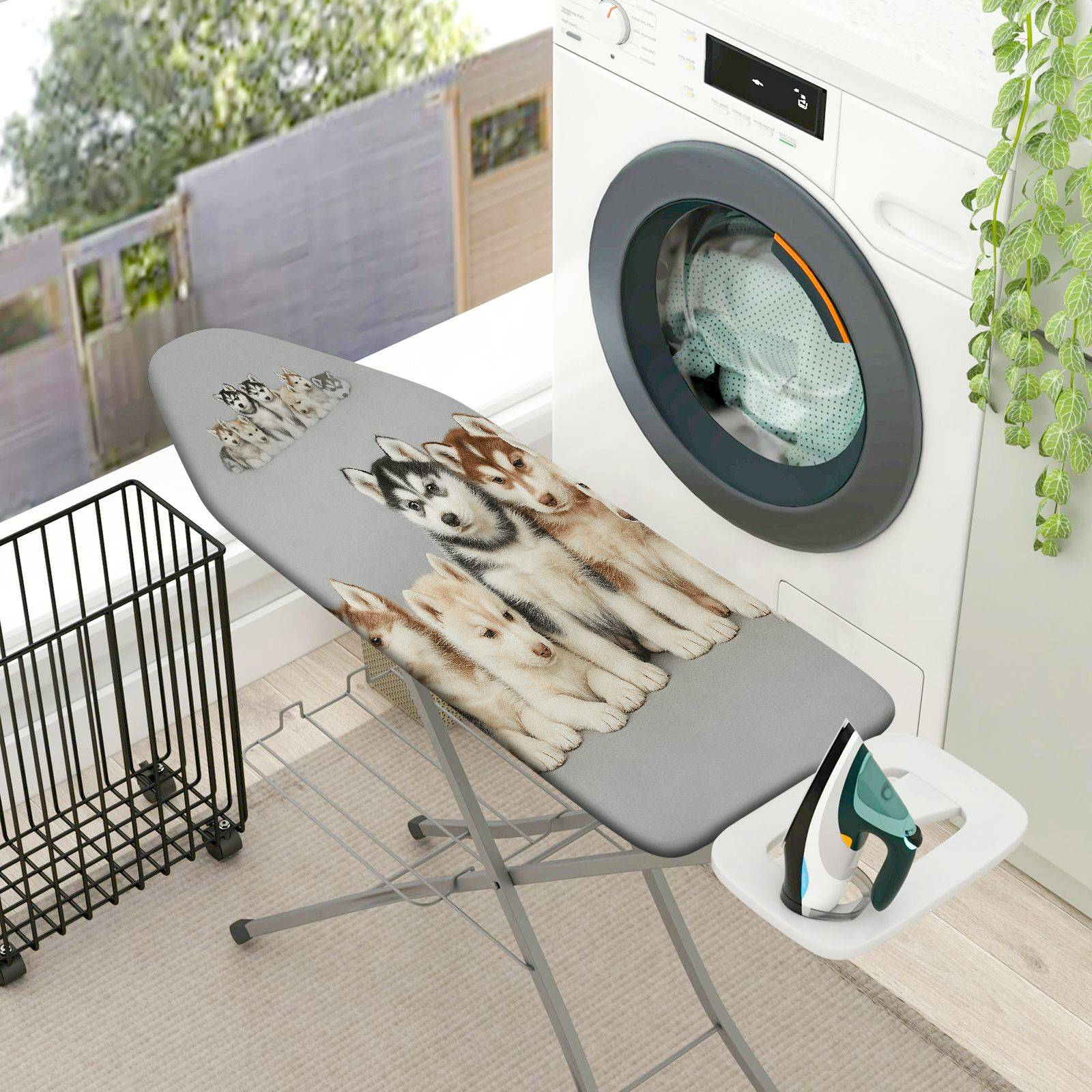 1-Piece Dog Pattern Cute Animal Grey  Ironing Board Cover, Universal Size, Without Board