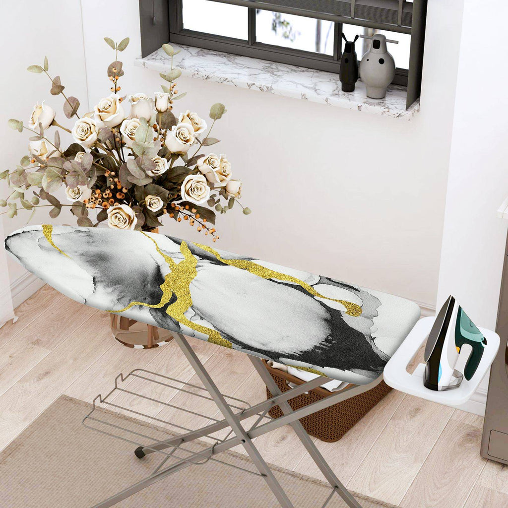 1-Piece Marble Gold Abstract  Ironing Board Cover, Universal Size, Without Board