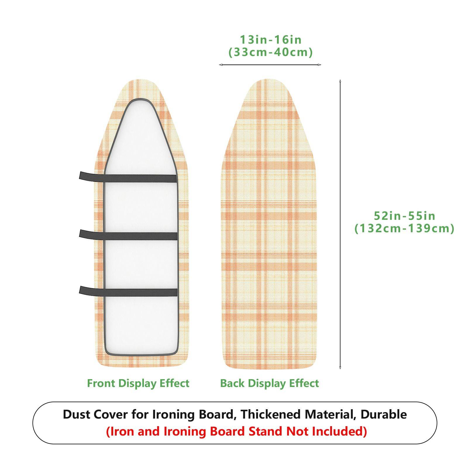 1-Piece Plaid Pattern Beige Checkered  Ironing Board Cover, Universal Size, Without Board