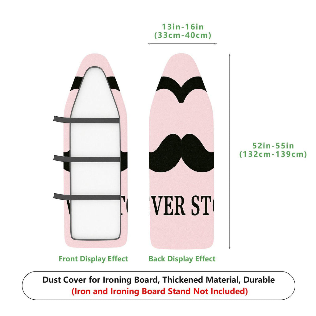 1-Piece Pink Black Mustache  Ironing Board Cover, Universal Size, Without Board