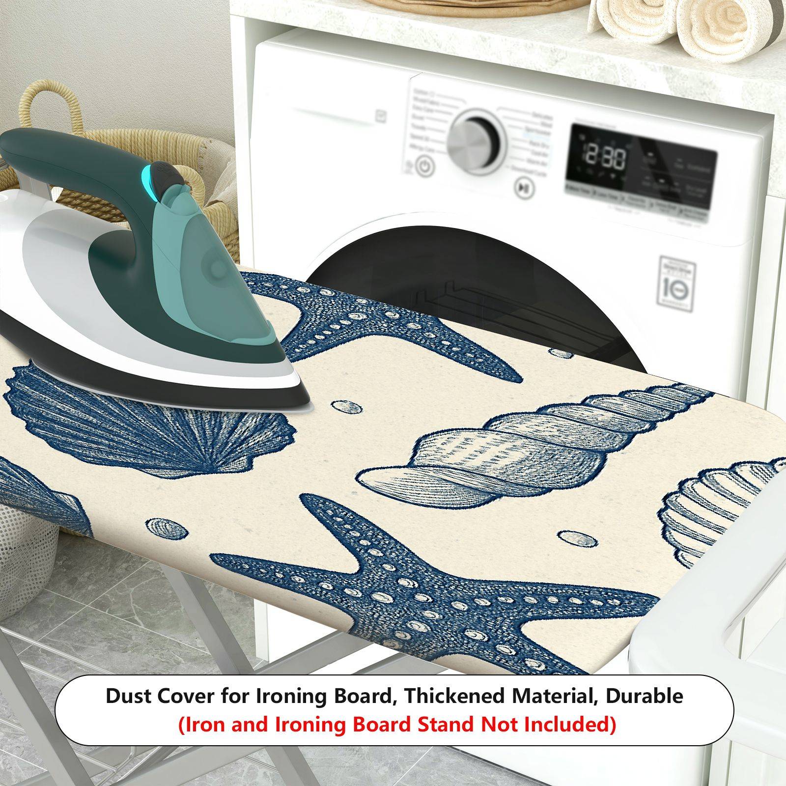 1-Piece Seashell Starfish Ocean  Ironing Board Cover, Universal Size, Without Board
