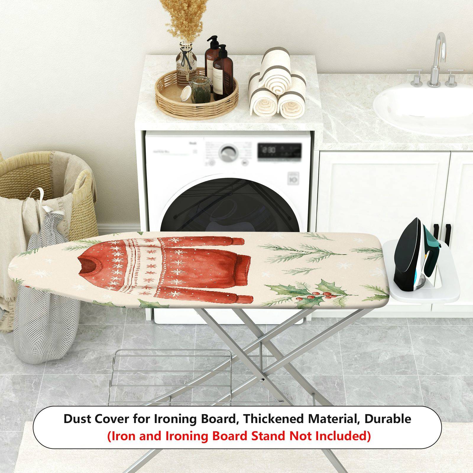 1-Piece Christmas Sweater Holly Decorative  Ironing Board Cover, Universal Size, Without Board