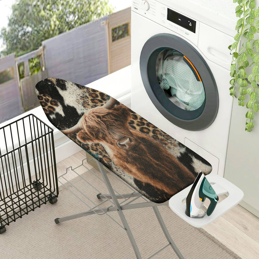 1-Piece Animal Print Cow Pattern Leopard Design  Ironing Board Cover, Universal Size, Without Board